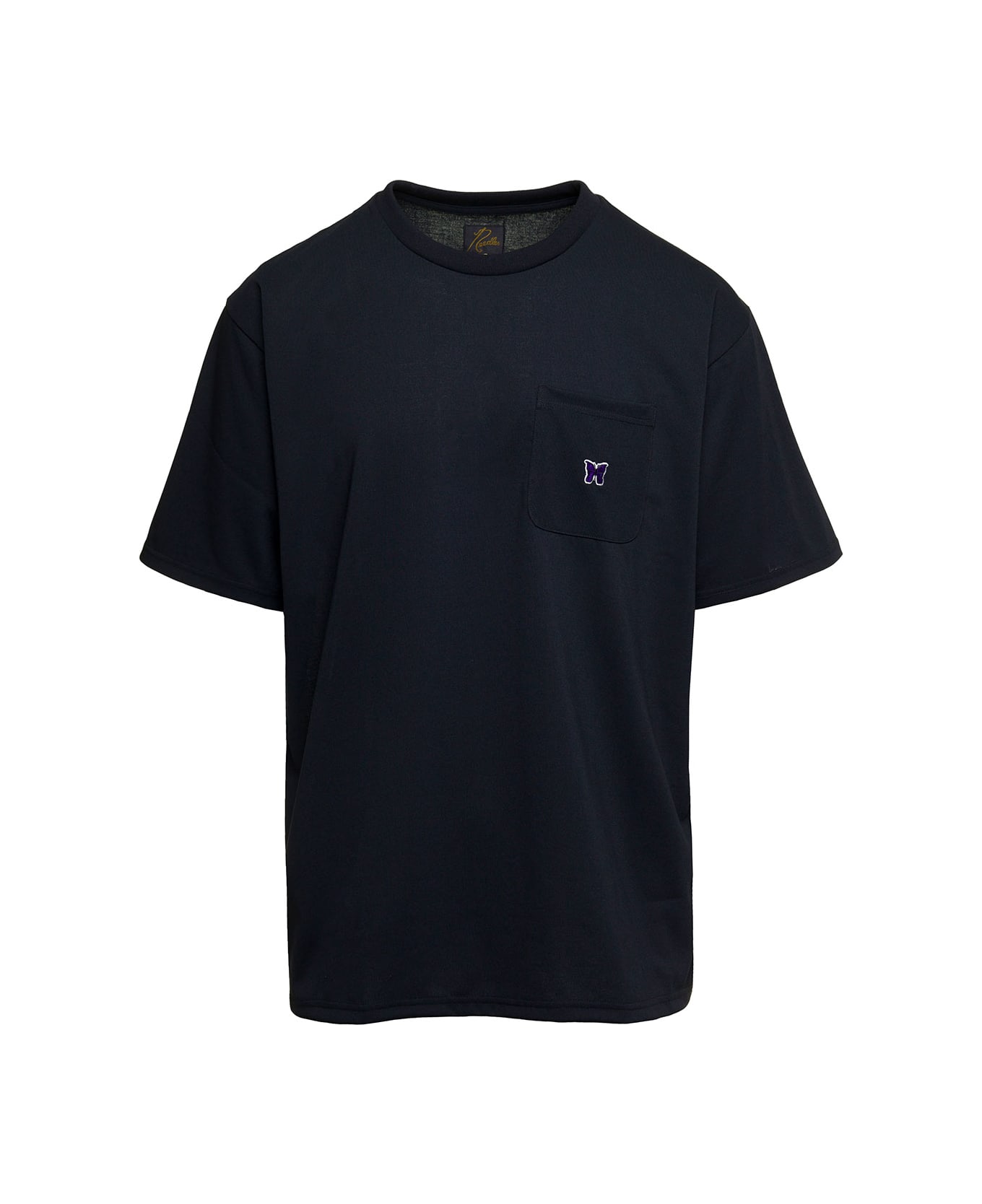 Needles T-shirt With Pocket And Logo In Black Technical Fabric Man - Black
