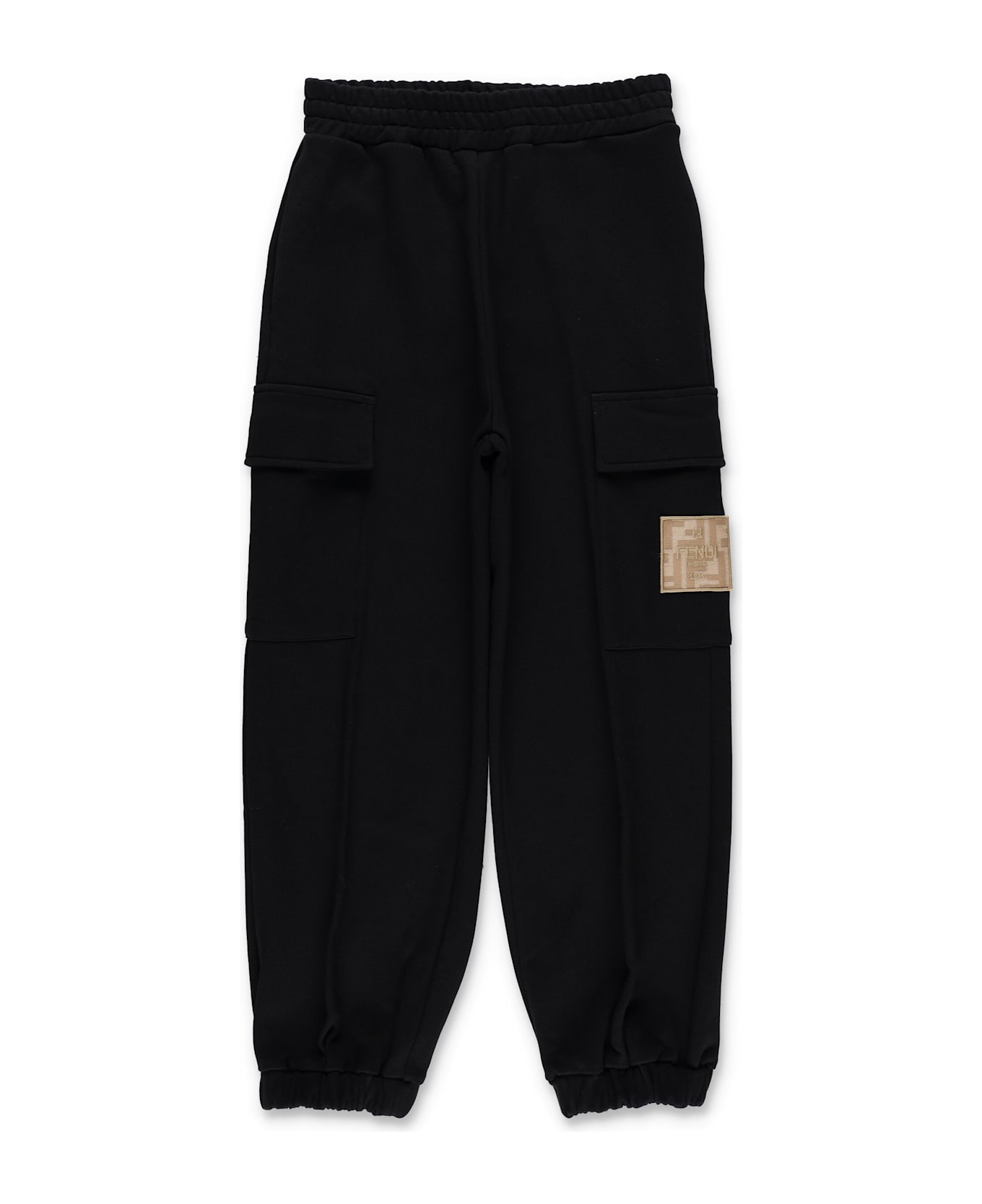 Fendi Kids Black Jogger Pants With Ff Logo - BLACK
