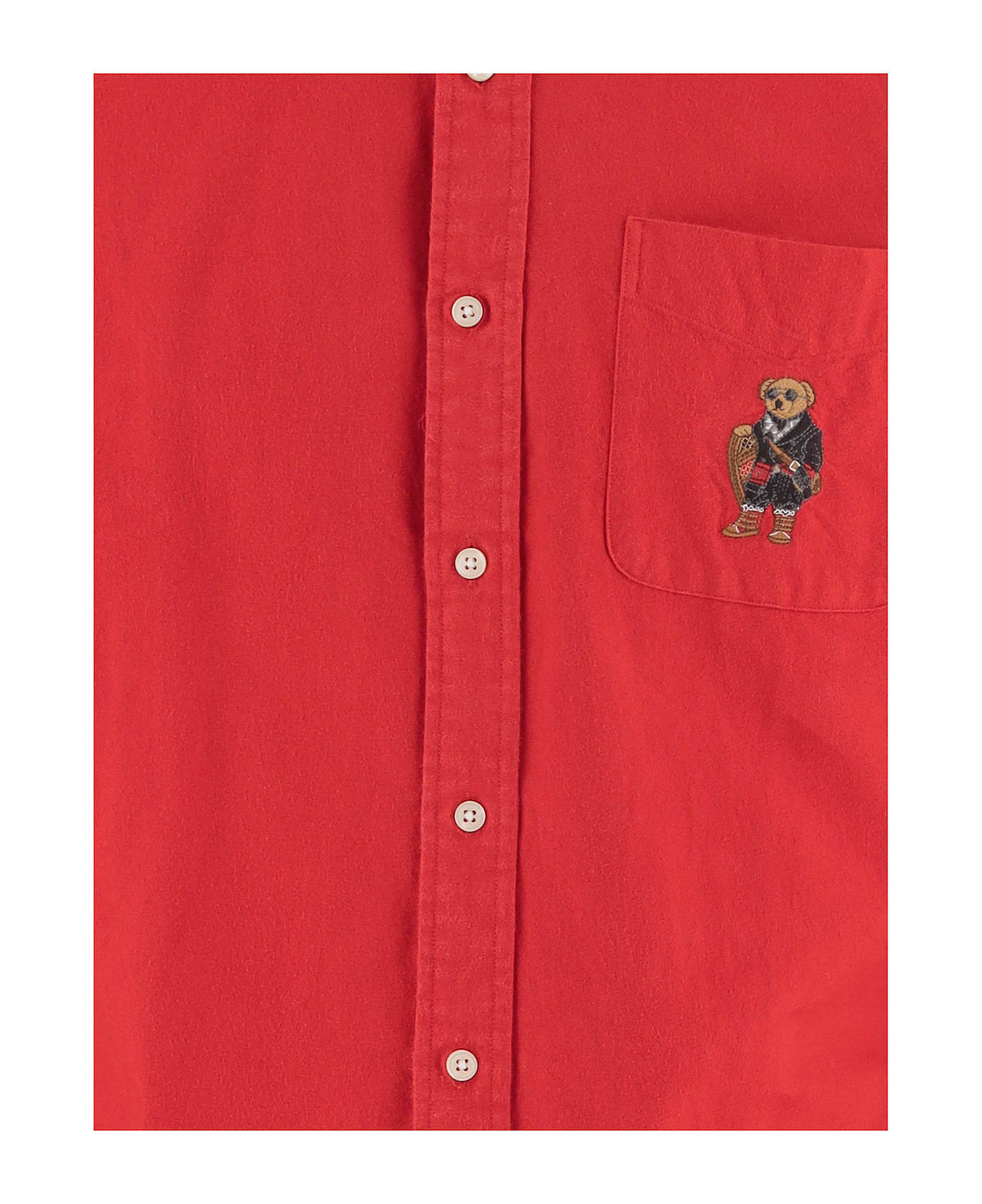 Polo Ralph Lauren Cotton Oxford Shirt With Polo Bear Embroidery - Red