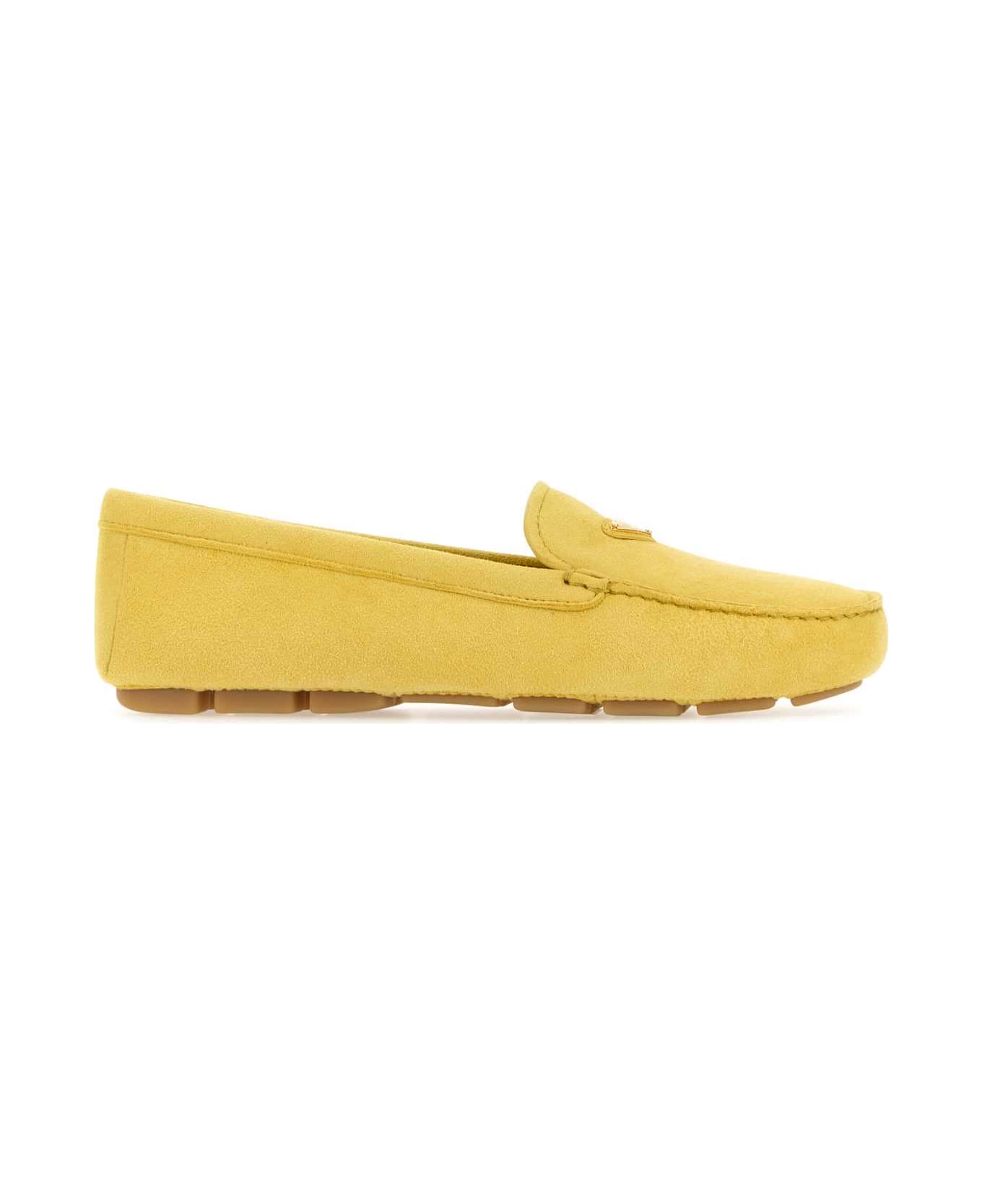 Prada Yellow Suede Loafers - SOLE フラットシューズ