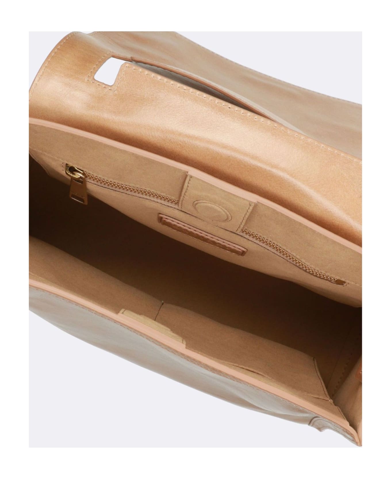 Orciani Sveva Notturno Medium Leather Handbag - Beige