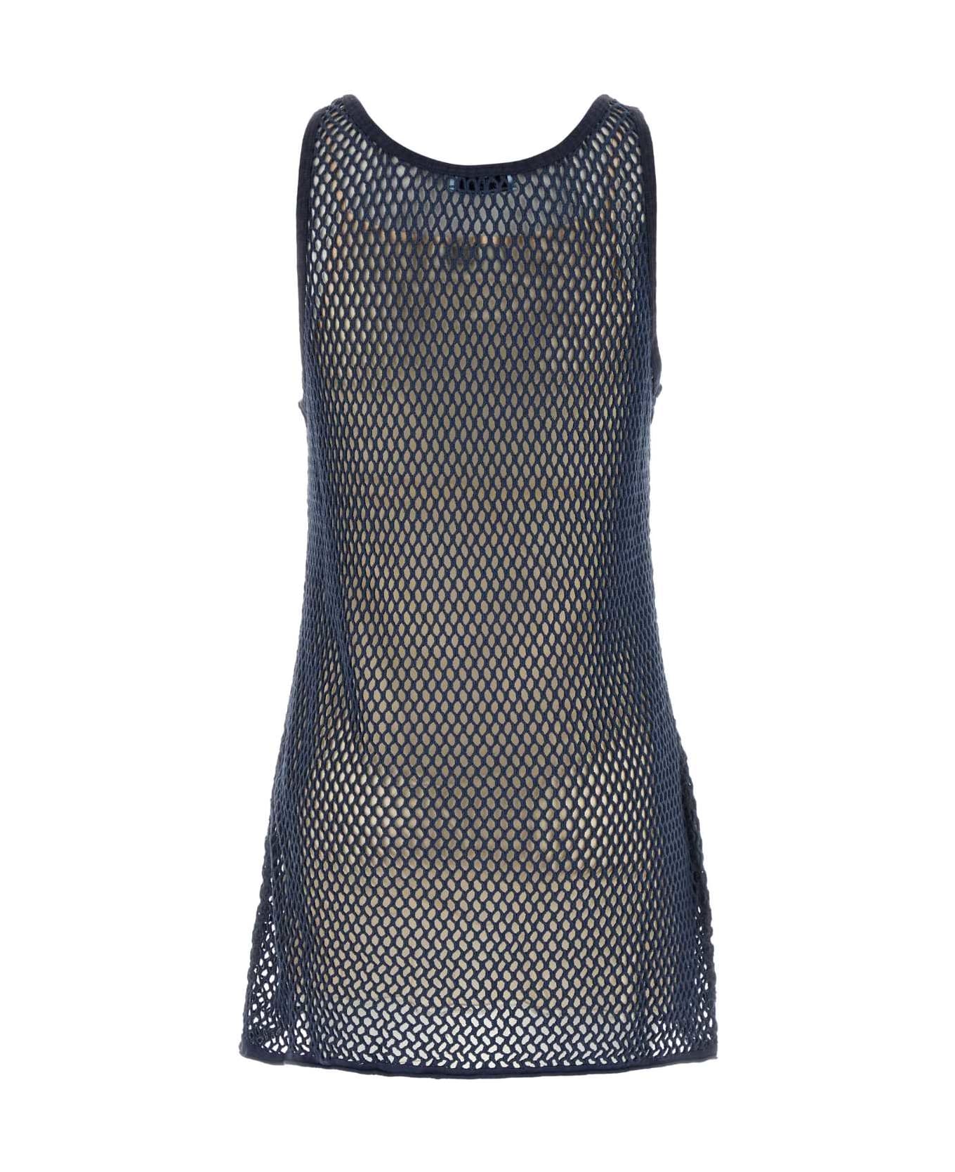 Prada Navy Blue Mesh Mini Dress - BLEU