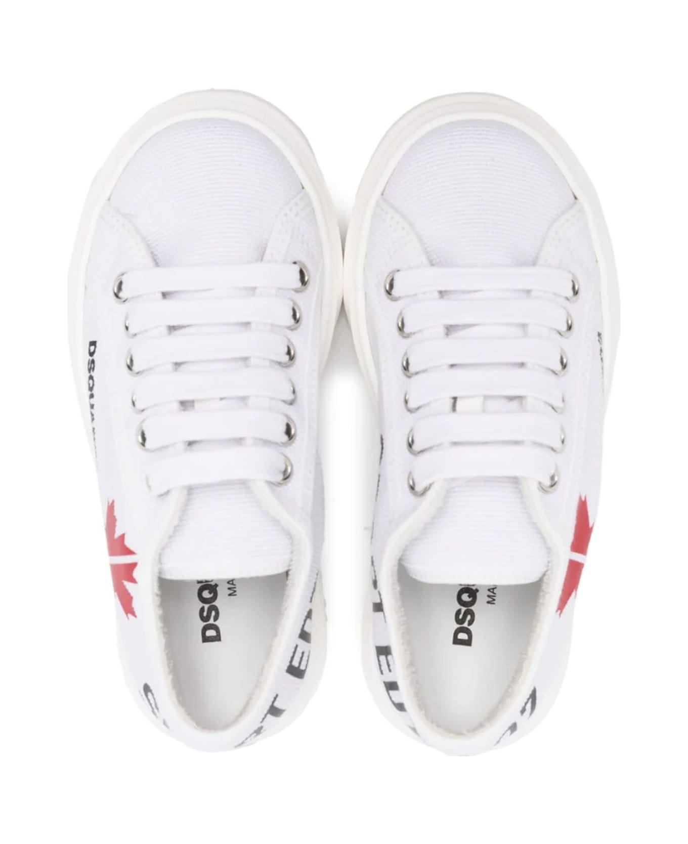 Dsquared2 White Cotton Low-top Sneakers - Bianco