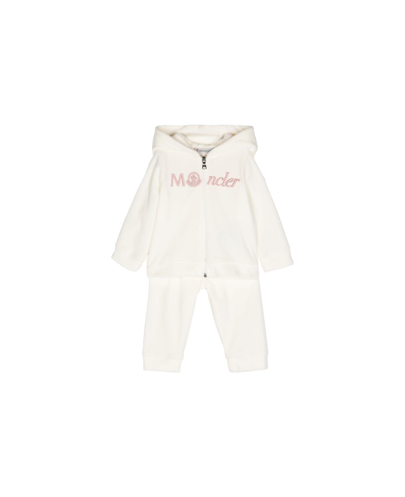 Moncler White Chenille Tracksuit With Logo - White