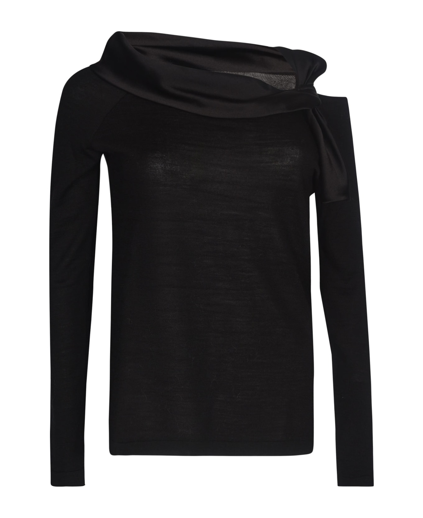 Alberta Ferretti Bow Detailed Long Sleeved Top - Black