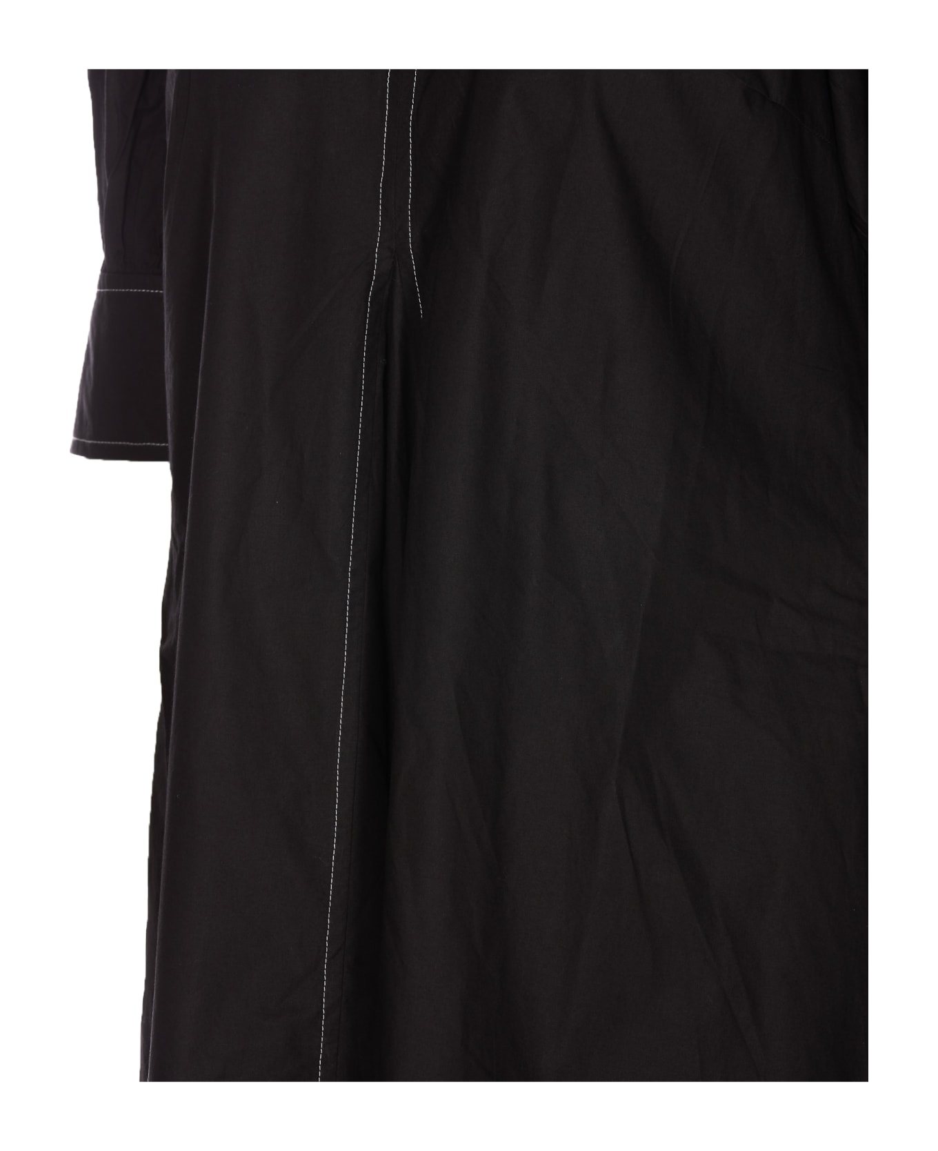 Ganni V-neck Midi Dress - BLACK