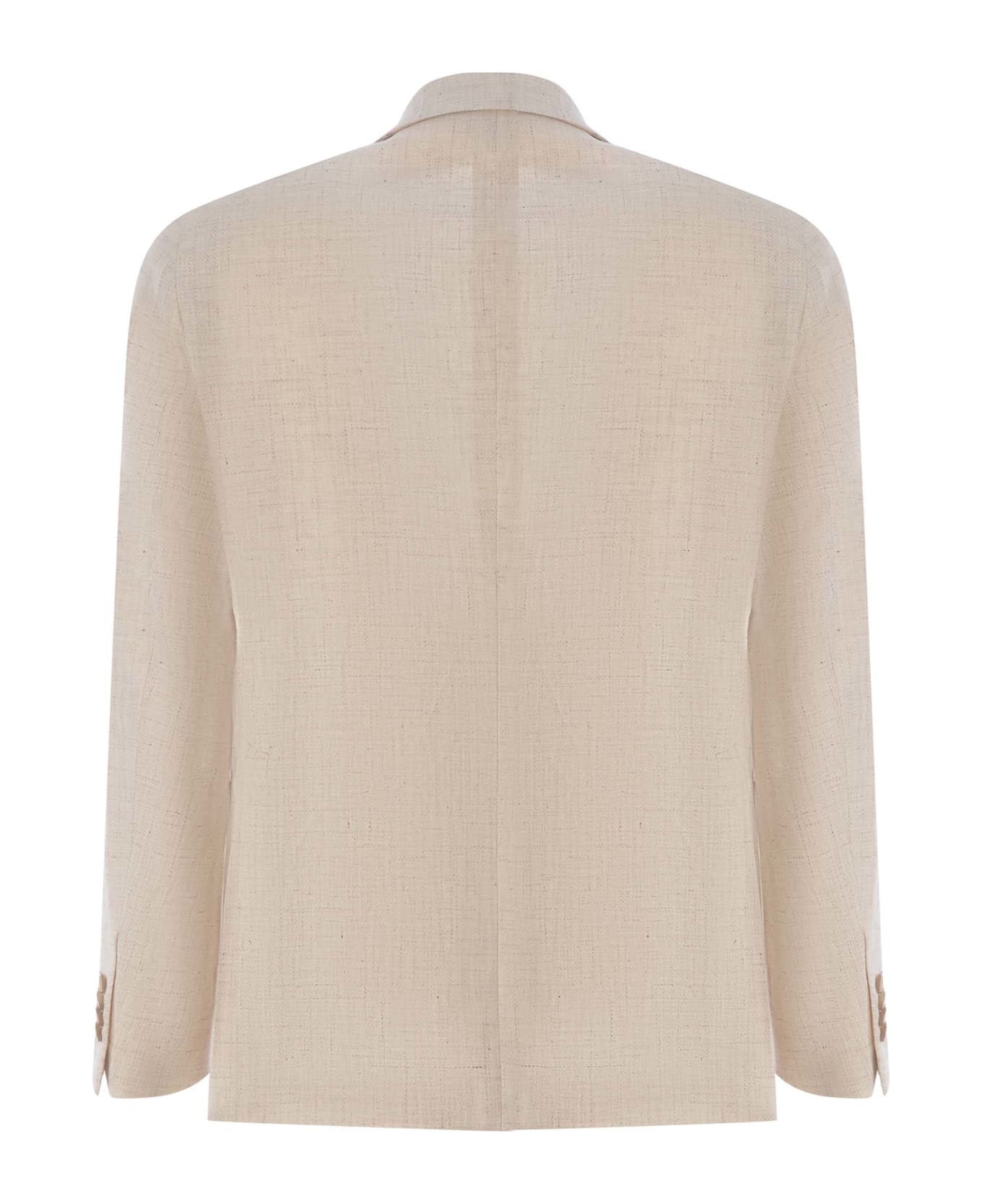 Tagliatore Single-breasted Jacket Tagliatore In Linen And Cotton - Beige chiaro