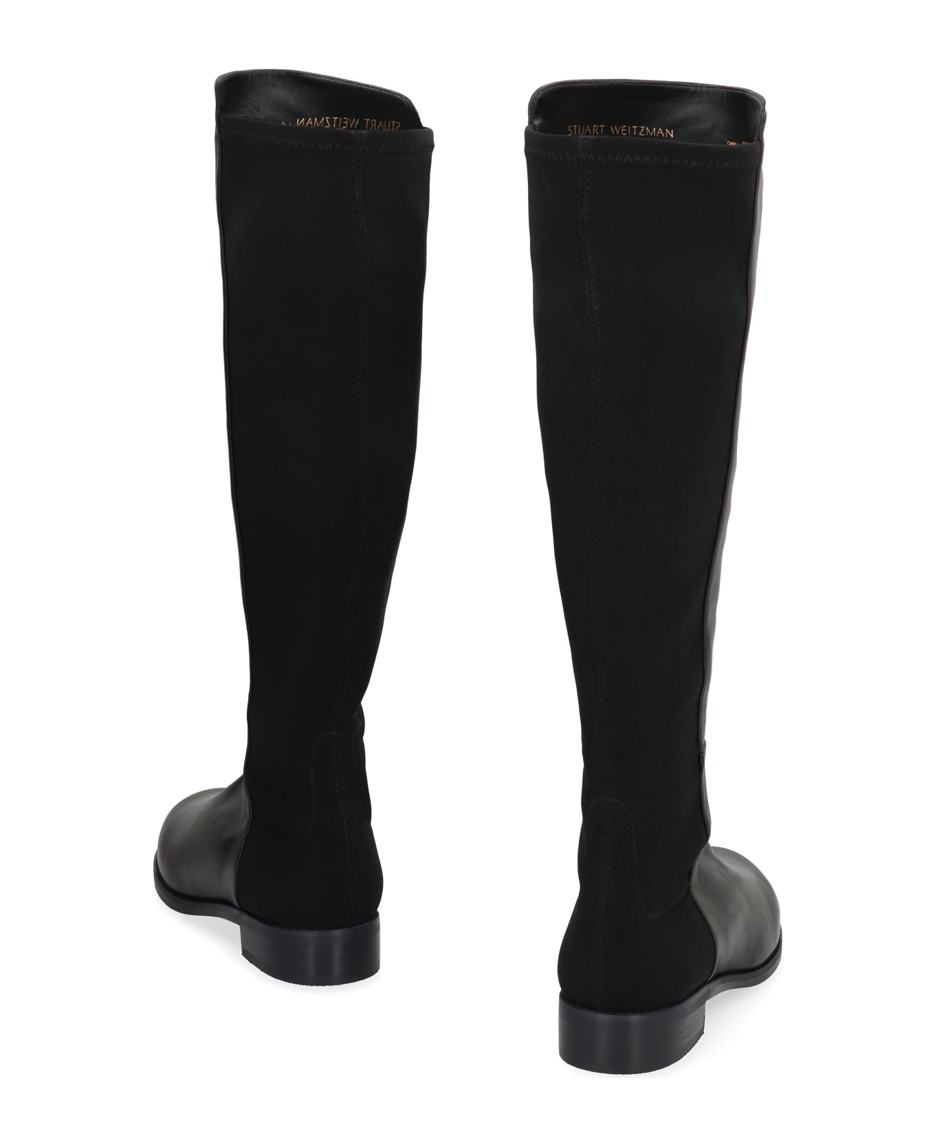 Stuart Weitzman Halfnhalf Leather And Stretch Fabric Boots - black