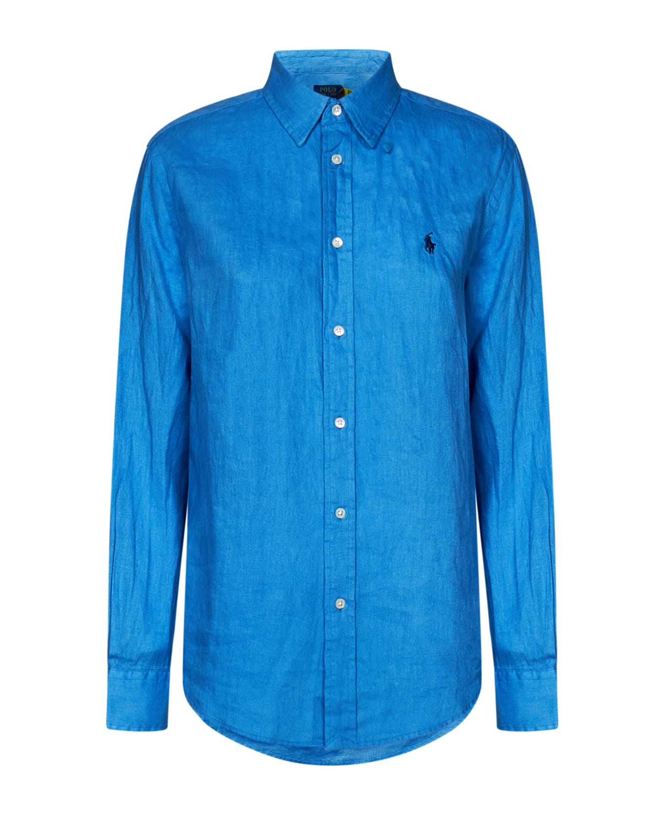 Polo Ralph Lauren Logo Embroidered Round Hem Shirt - Blue