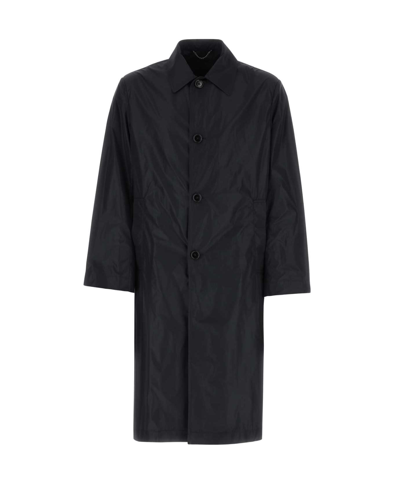 Dries Van Noten Navy Blue Polyester Overcoat - NAVY