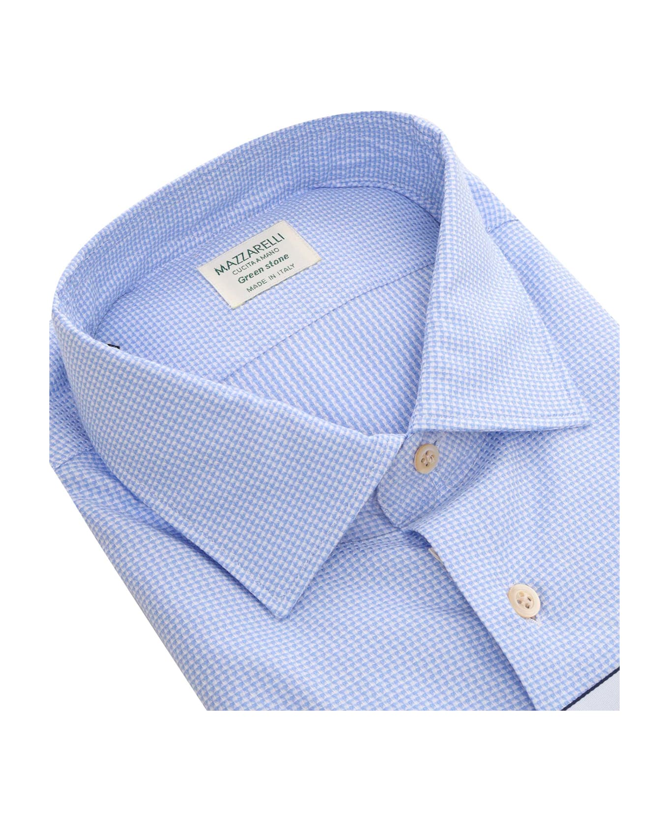 Mazzarelli Geometric Pattern Cotton Shirt - LIGHT BLUE