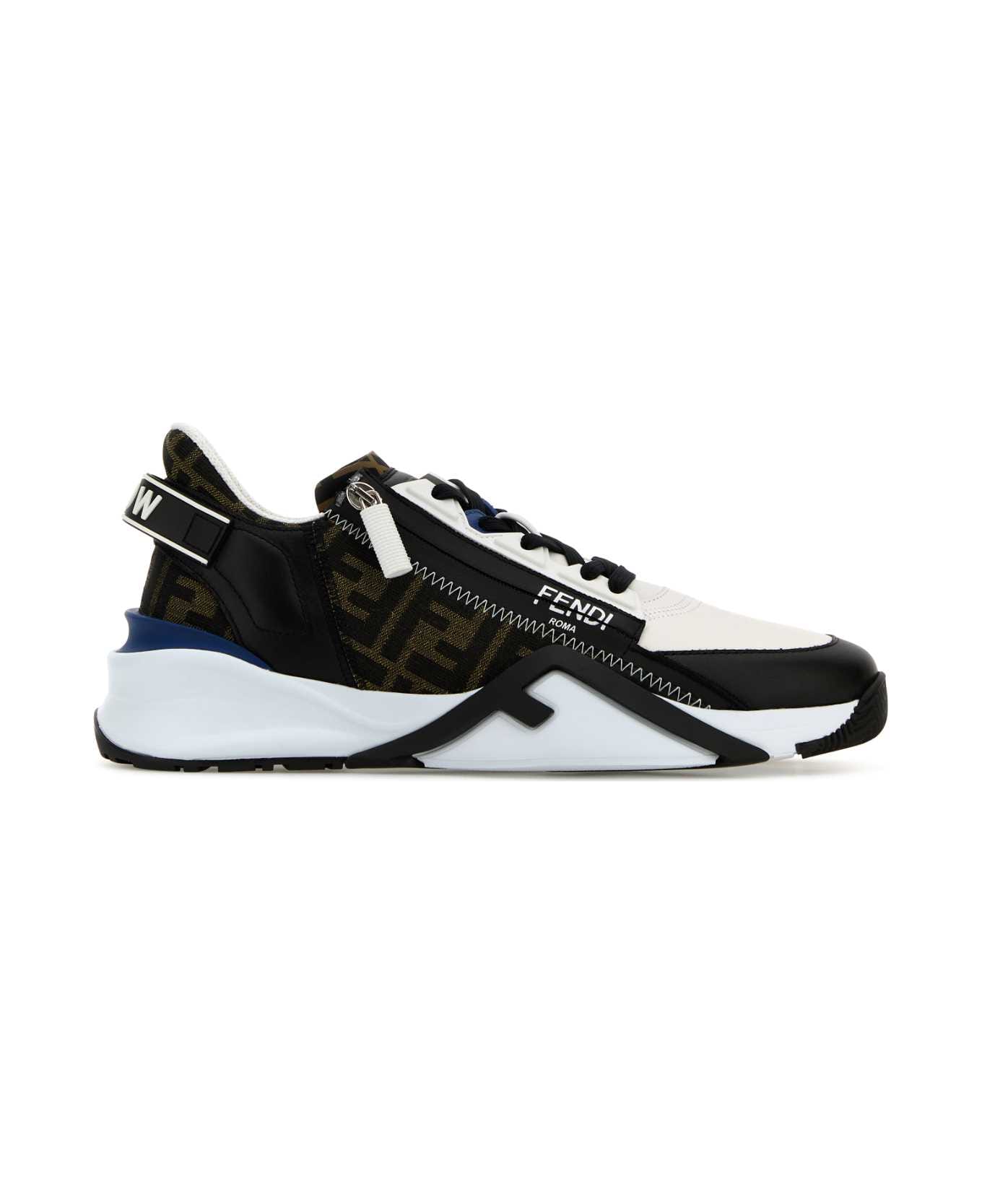 スニーカー FENDI IVORY LEATHER AND JACQUARD FENDI FLOW SNEAKERS Fendi Flow Mesh & Leather Low-Top Sneakers | Saks Fifth Avenue