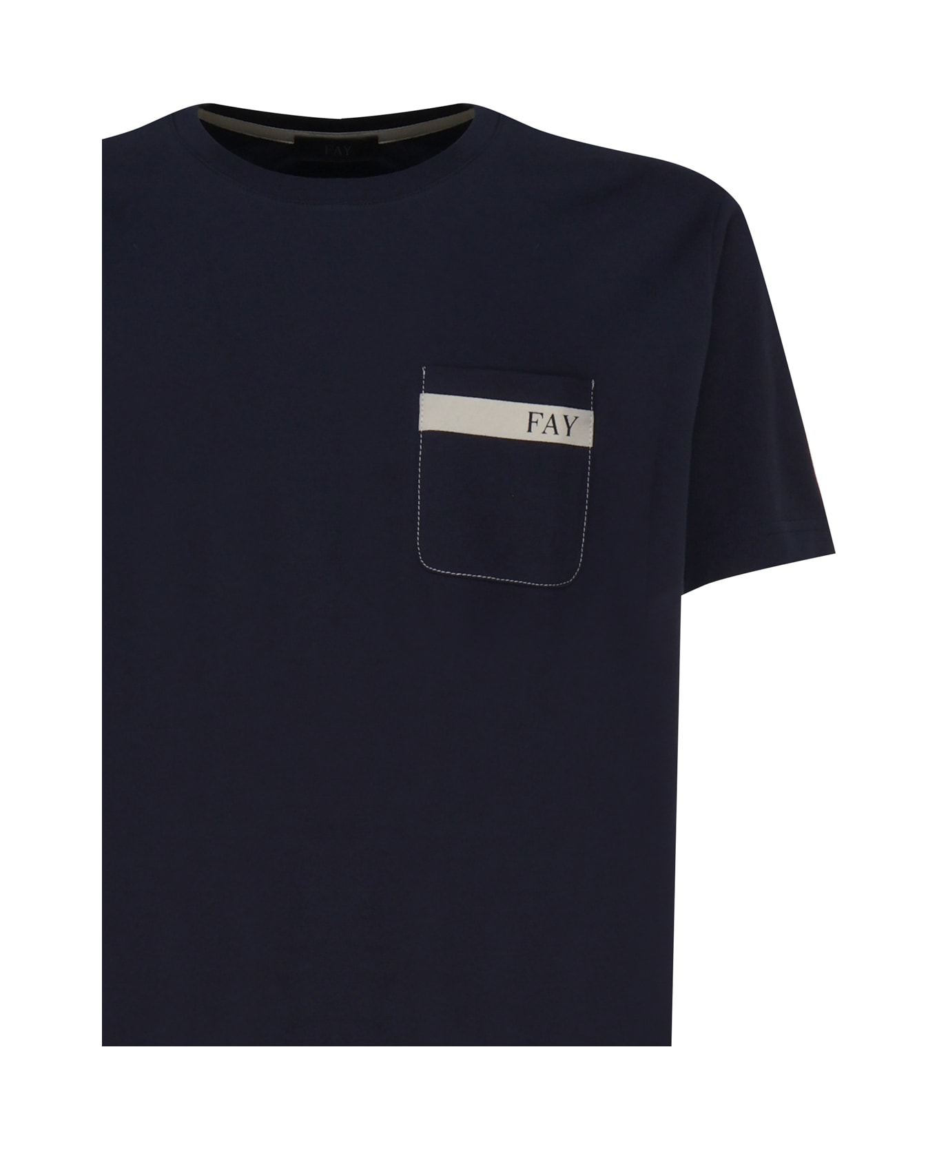 Fay Cotton T-shirt With Little Pocket - Biro