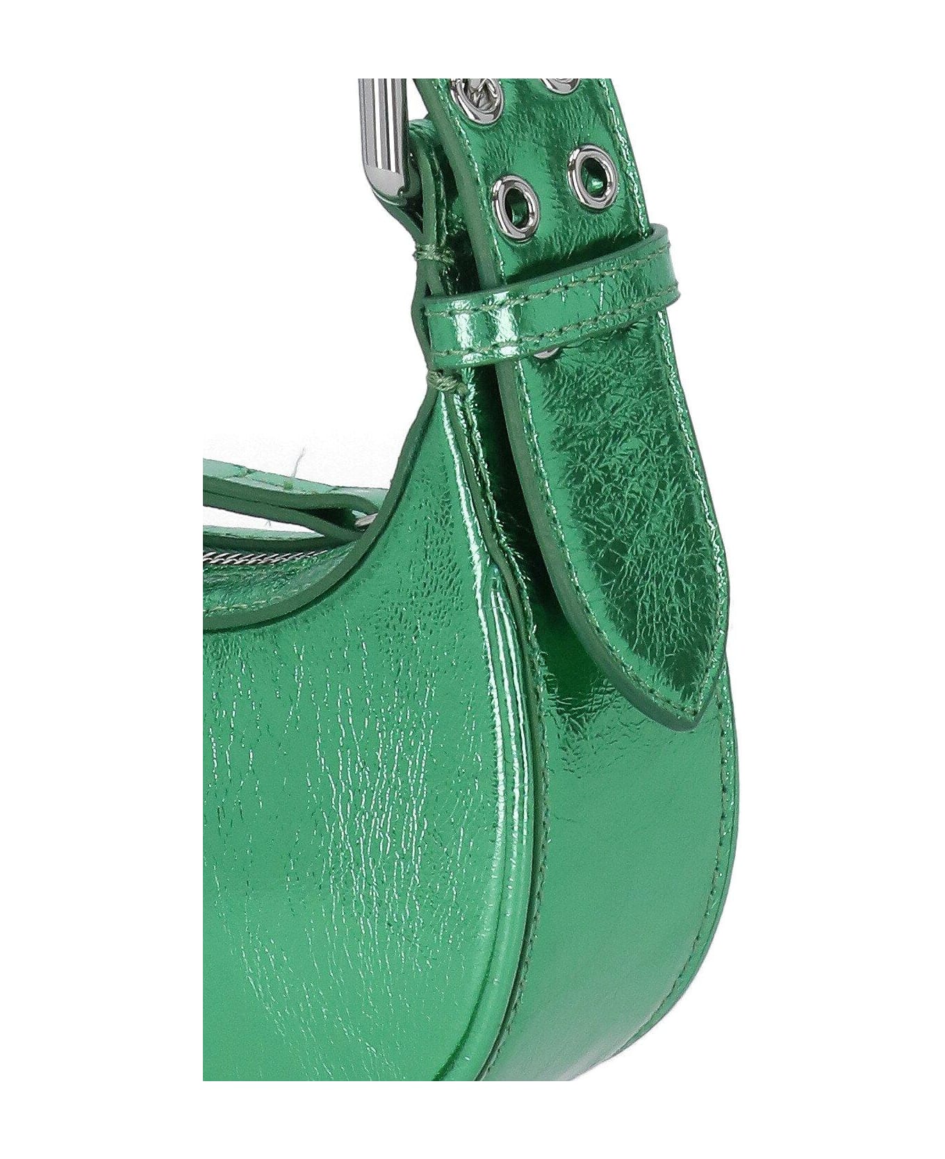 BY FAR Metallic Zipped Shoulder Bag - Green