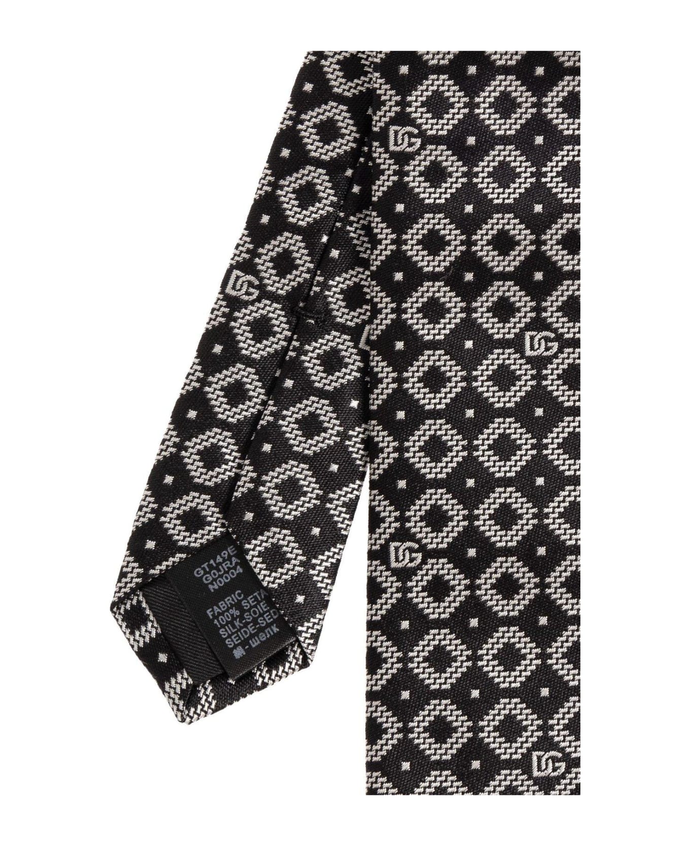 Dolce & Gabbana Dg Logo Jacquard Tie - Nero bianco