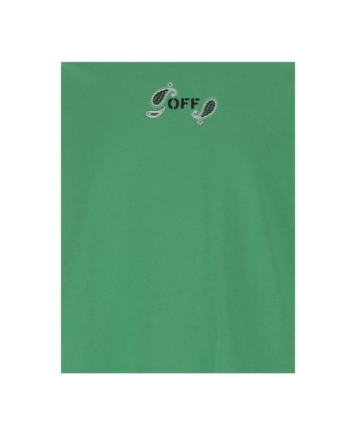 Off-White Cotton T-shirt With Logo - Green Tシャツ＆ポロシャツ