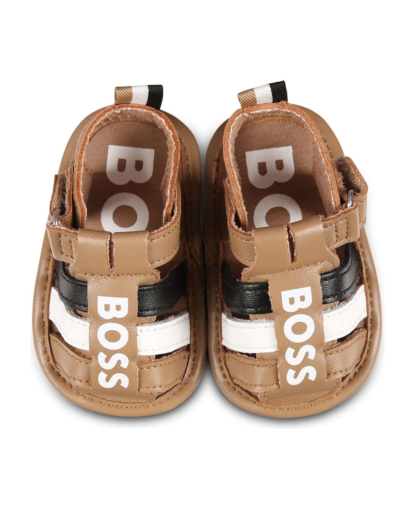 Hugo Boss Brown Sandals For Baby Boy With Logo - Brown