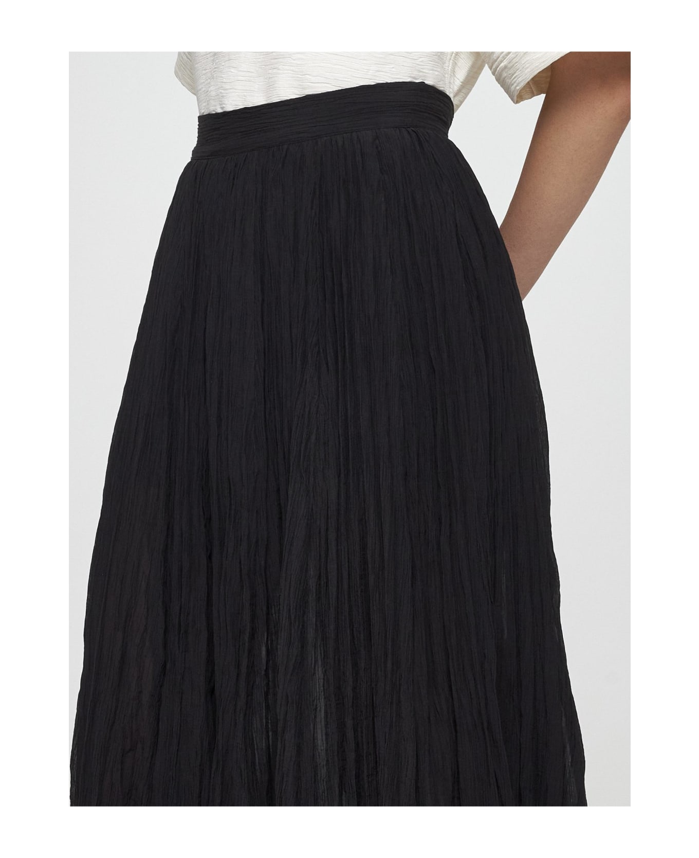 Totême Cotton-blend Pleated Long Skirt - Black