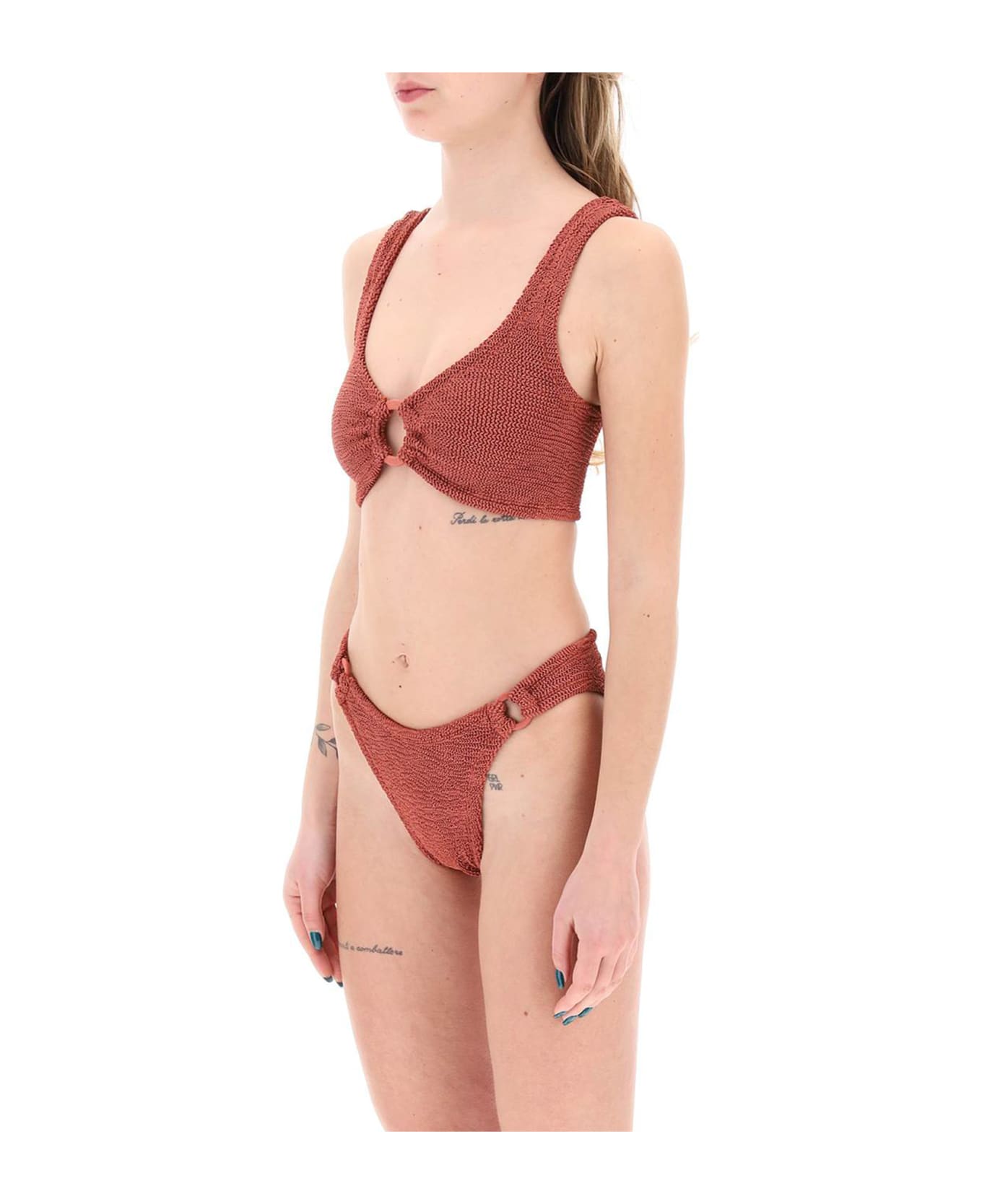 Hunza G Hallie Bikini Set - METALLIC ROSEWOOD (Red)