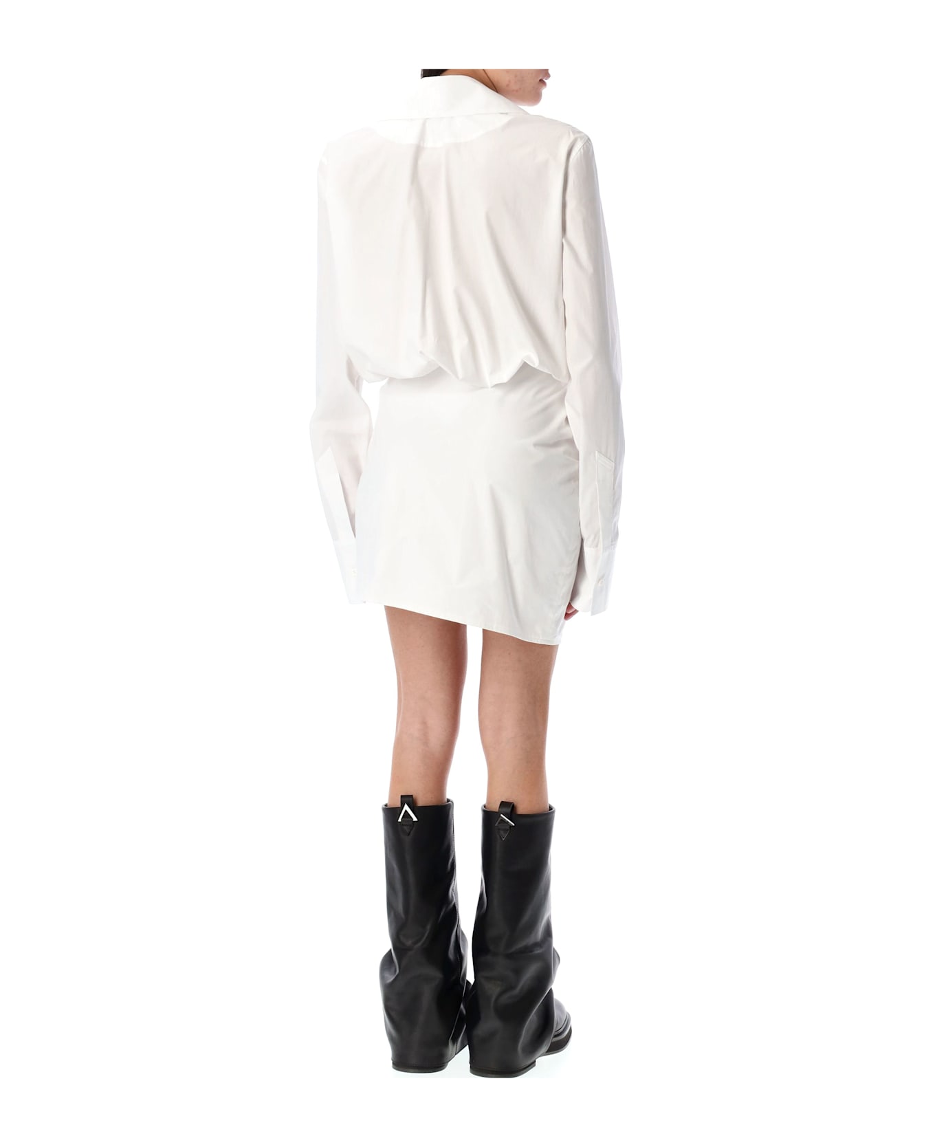 The Attico Striped Mini Shirt Dress - WHITE