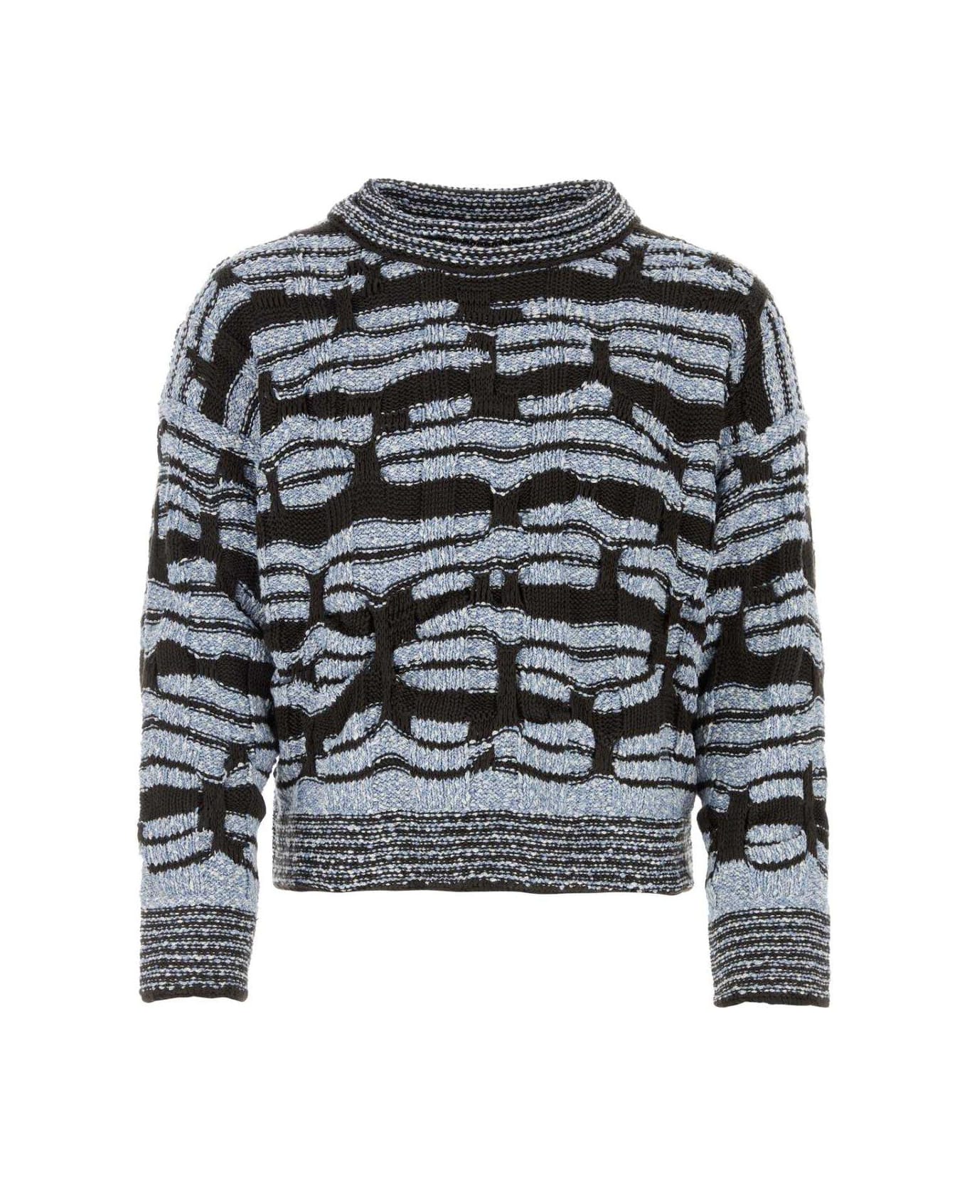 Bottega Veneta Embroidered Cotton Blend Sweater - Admiral fondant ニットウェア
