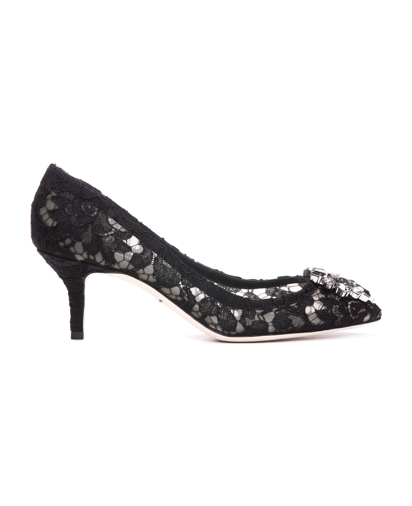 Dolce & Gabbana Taormina Lace Decollete With Broche - Black
