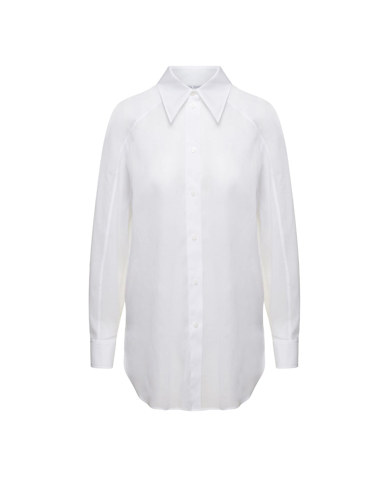 Alberta Ferretti White Maxi Shirt In Cotton Organza Woman - White