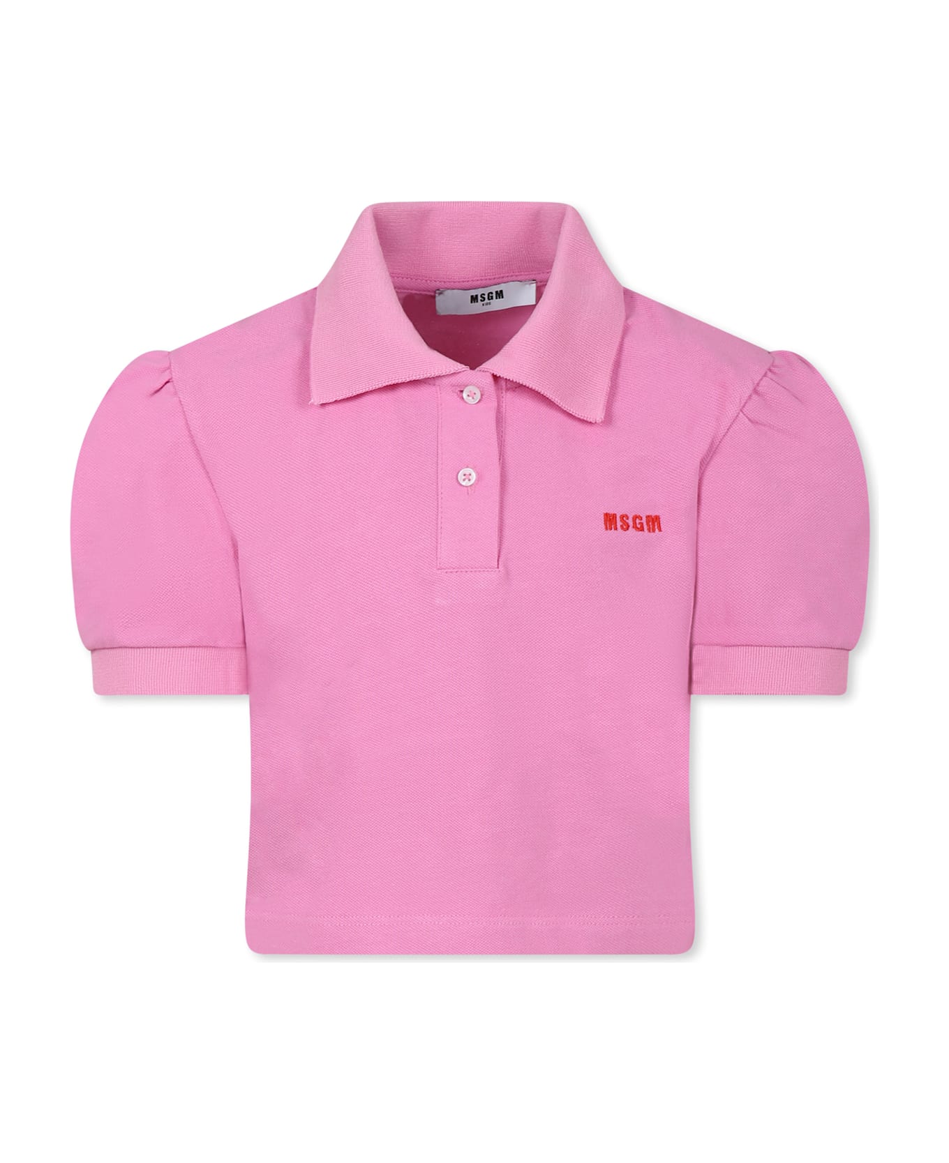 MSGM Pink Polo Shirt For Girl With Logo - Pink