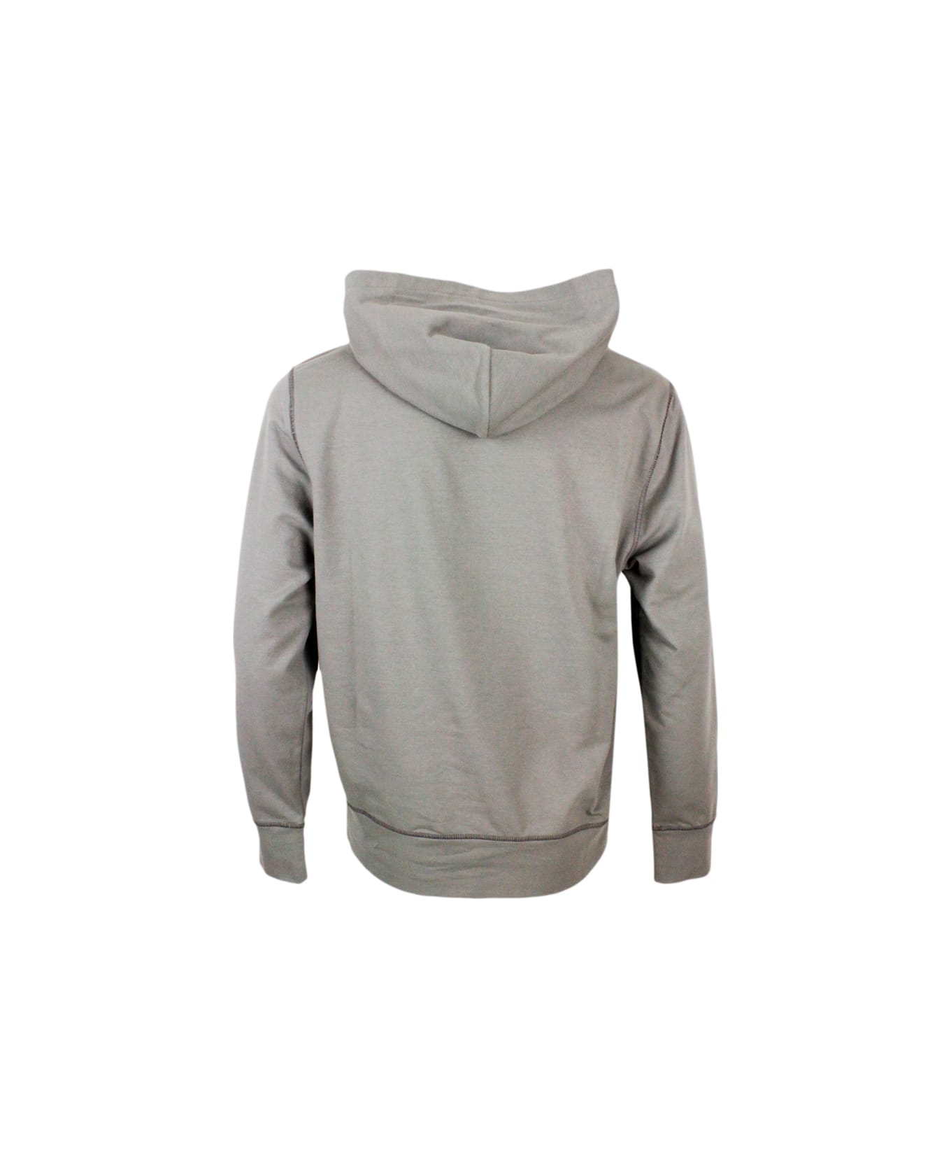 Kiton Hooded Sweatshirt In Soft And Fine Stretch Cotton With Long Sleeves - Beige - dove 