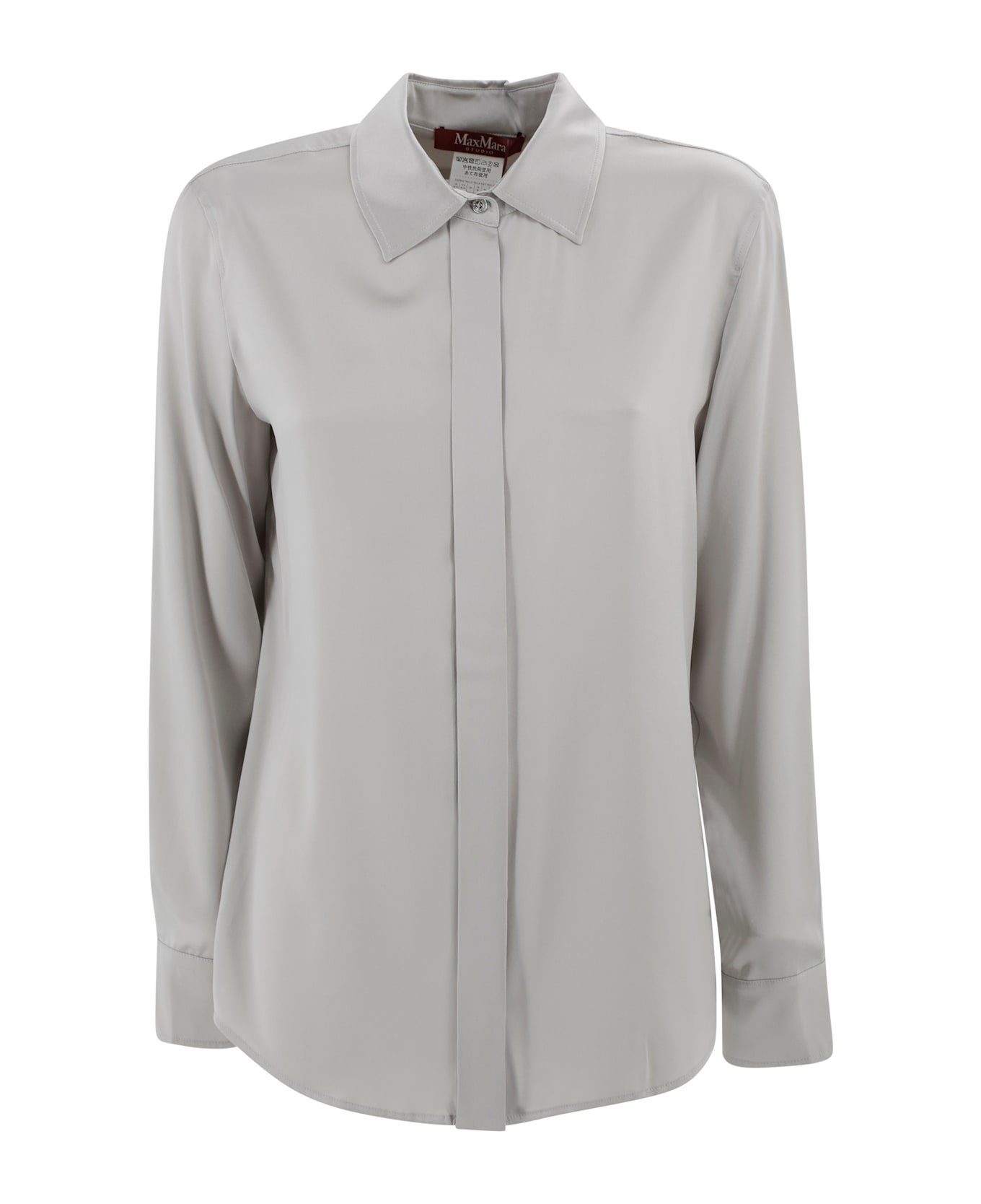 Max Mara Studio Classic Silk Satin Shirt - Grey