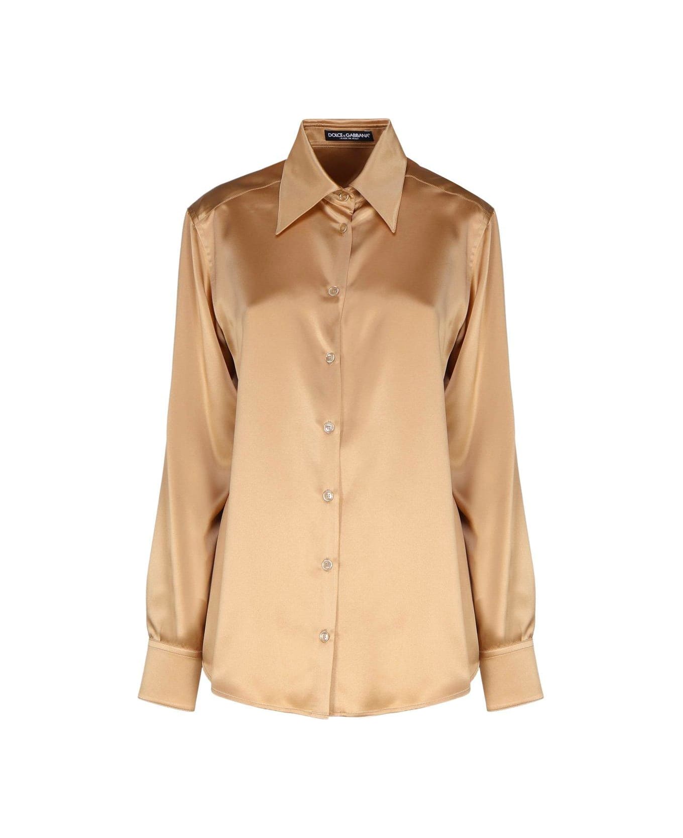 Dolce & Gabbana Classic Shiny Shirt - Brown