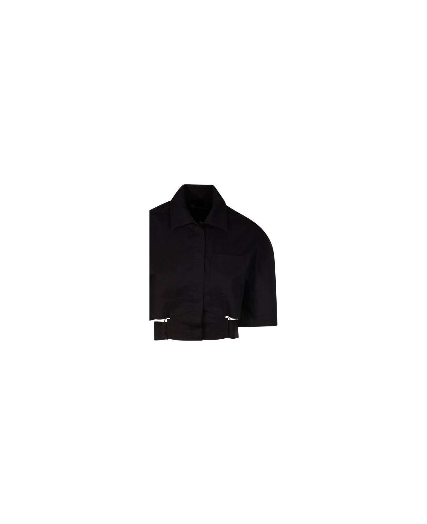 Jacquemus Cut Out Detailed Cropped Shirt - BLACK