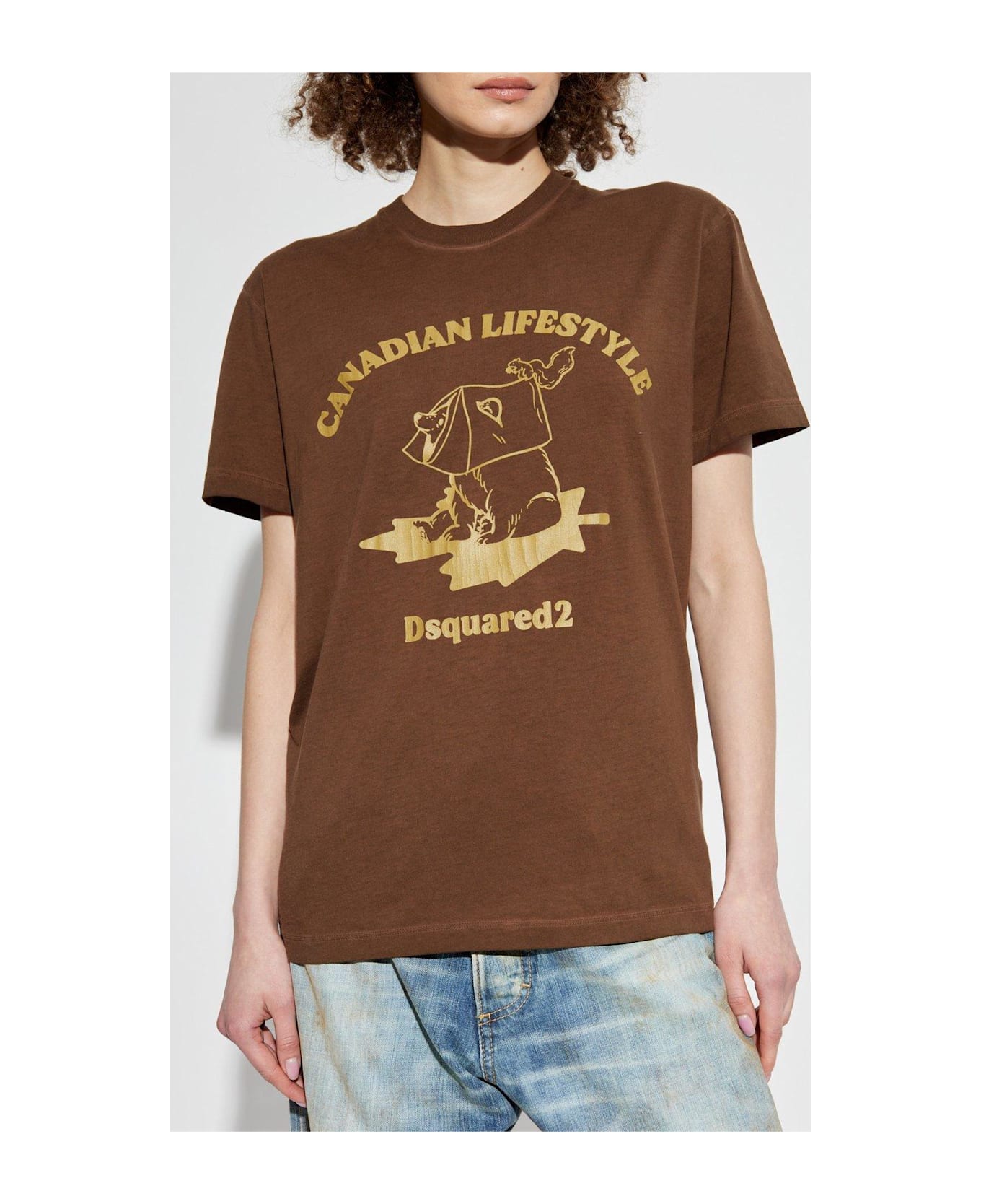 Dsquared2 Graphic Printed Crewneck T-shirt - Brown