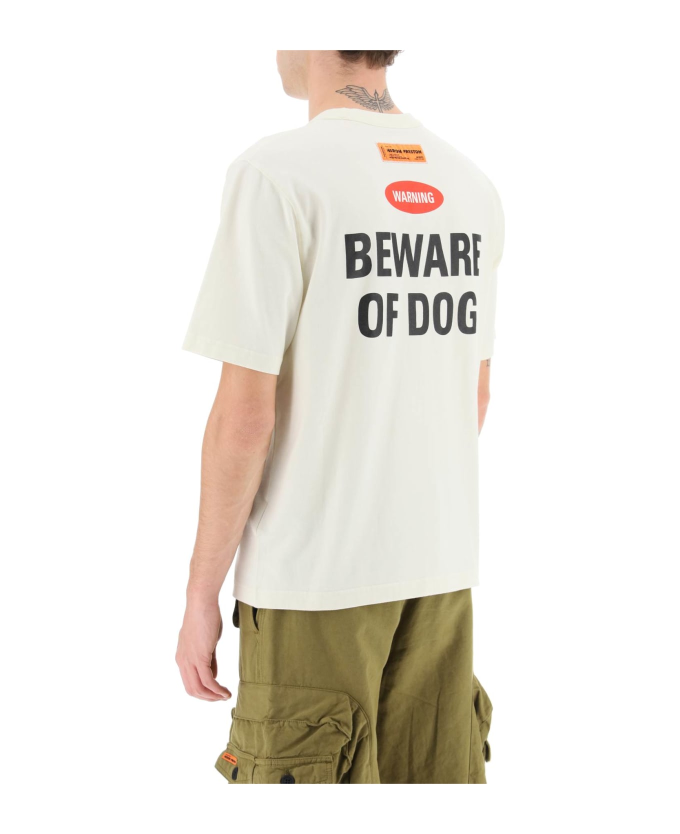 HERON PRESTON Beware Of Dog T-shirt - White Blue
