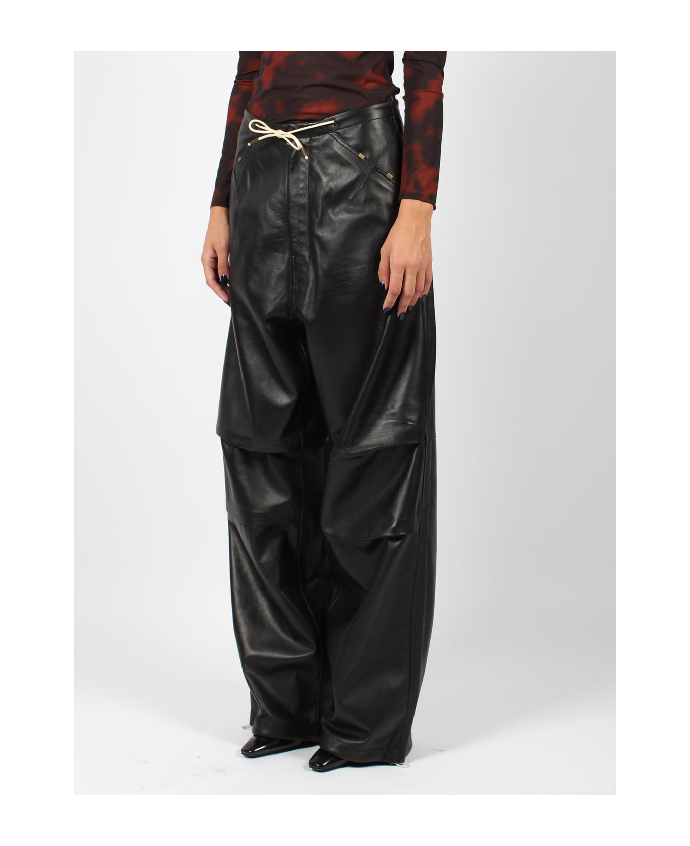 DARKPARK Daisy Plonge Nappa Leather Military Trousers - Black