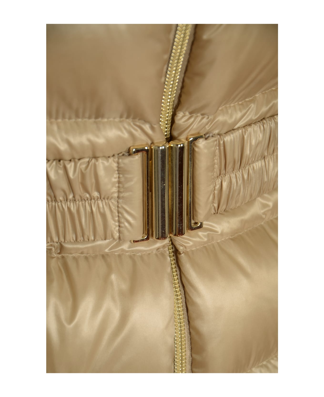 Herno Fur Detail Belted Waist Down Jacket - Mandorla