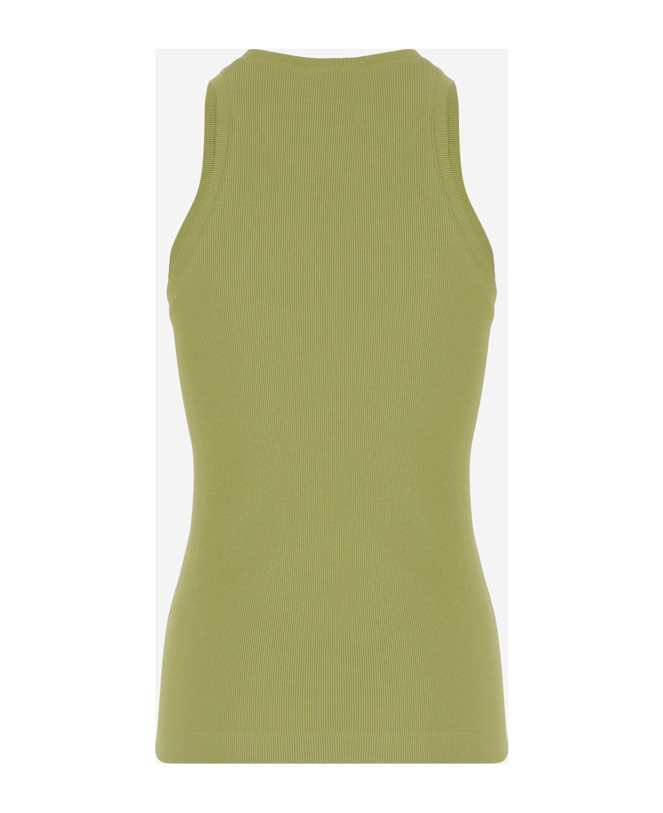 Pinko Stretch Cotton Tank Top With Logo - Green