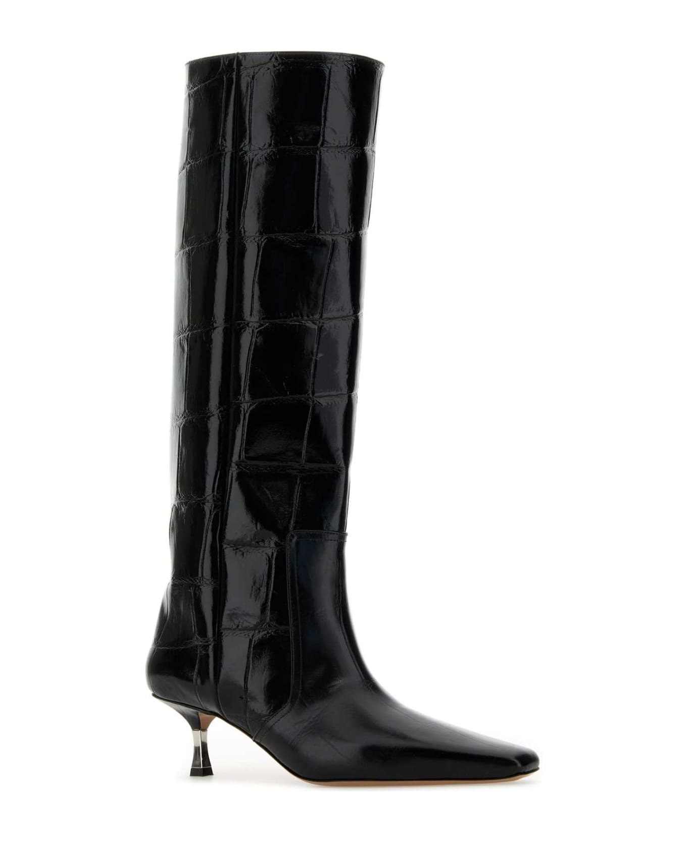 Paris Texas Black Leather Bettina Boots - BLACK