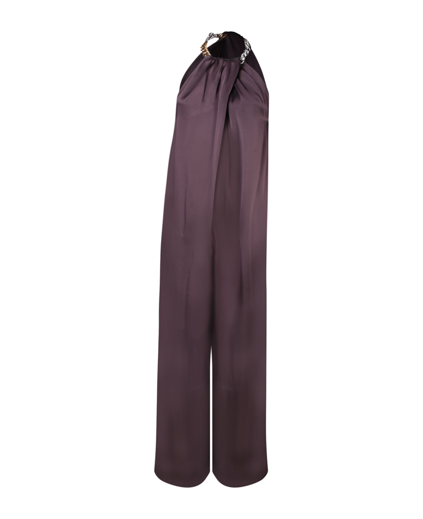 Stella McCartney Chocolate Satin Halter Jumpsuit - Brown