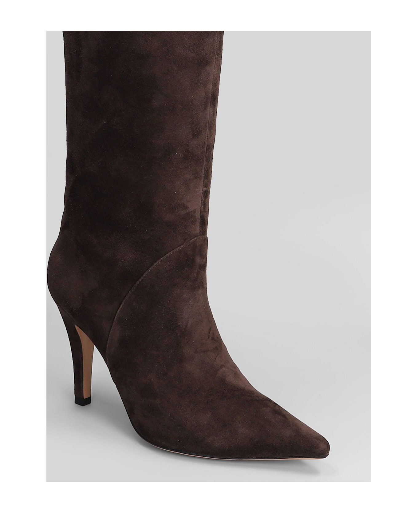 Lola Cruz High Heels Boots In Brown Suede - brown