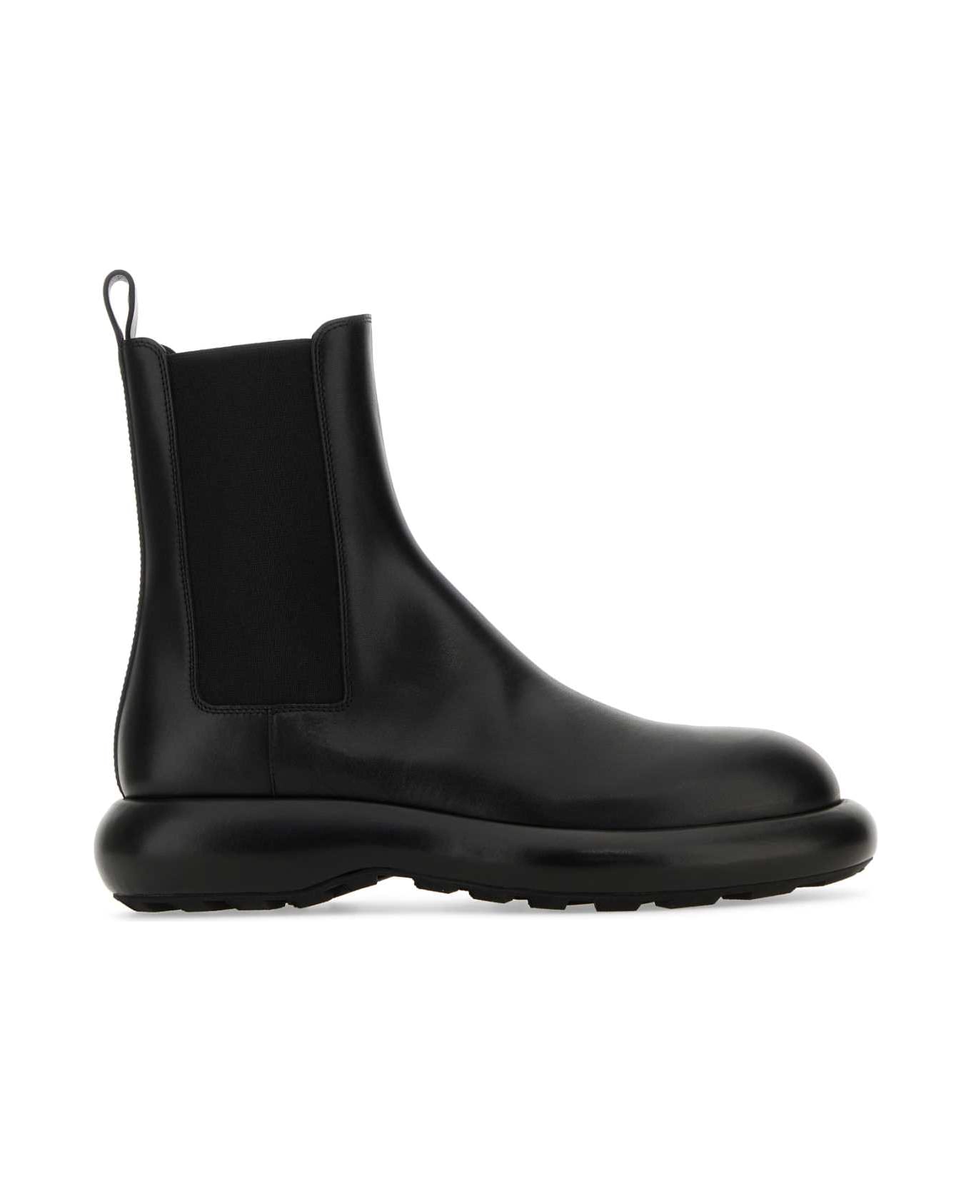 Jil Sander Black Leather Chelsea Ankle Boots - 001