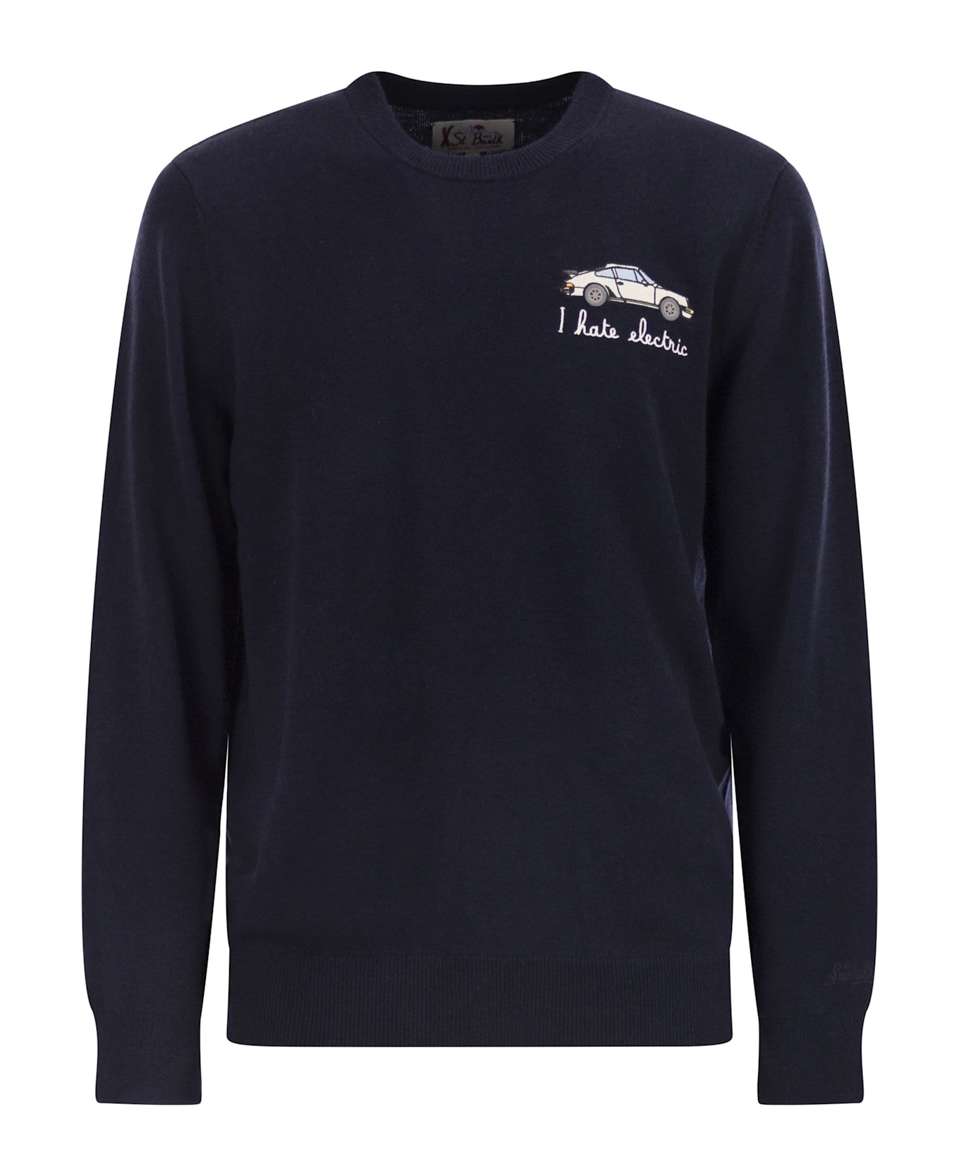 MC2 Saint Barth Heron - Crew Neck Jumper With Embroidery On The Chest - Blue