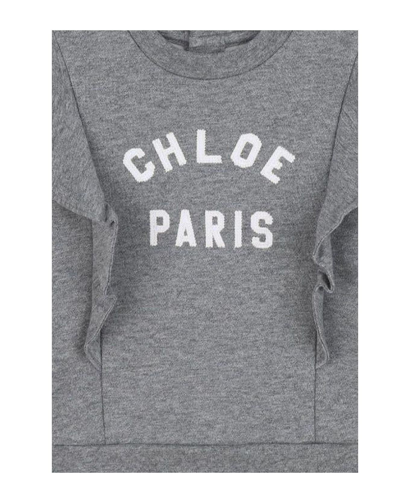 Chloé Grey Sweatshirt For Baby Girl With Logo - Grey