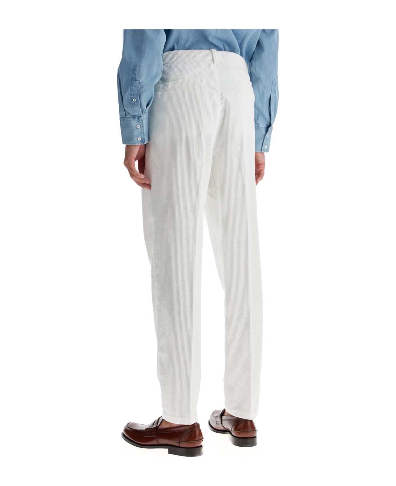 Brunello Cucinelli Corduroy Leisure Fit Pants - NEVE (White)