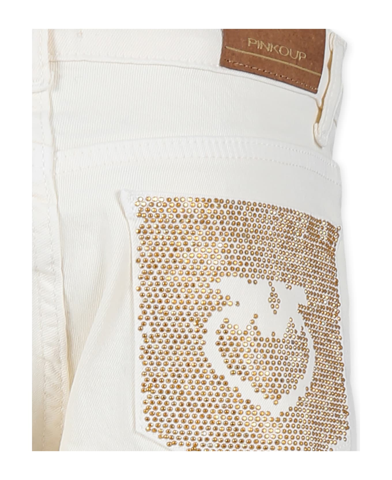 Pinko Ivory Jeans For Girl With Heart - Ivory