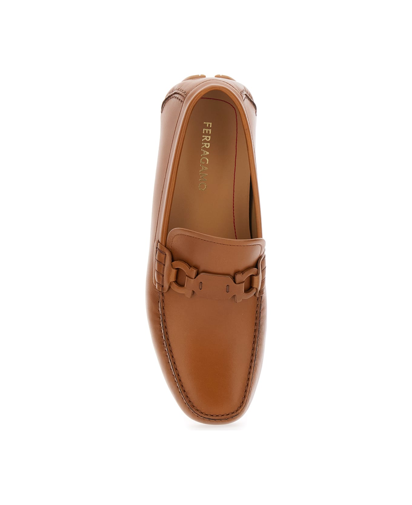 Ferragamo Brown Loafers With Ganicini Plaque On The Front In Leather Man - Brown