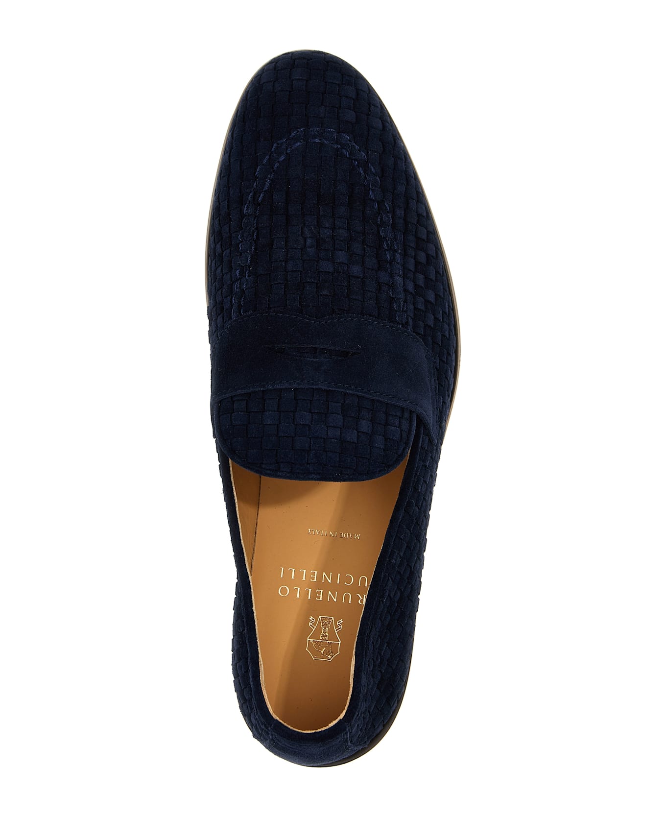 Brunello Cucinelli Woven Suede Loafers - Midnight Blue