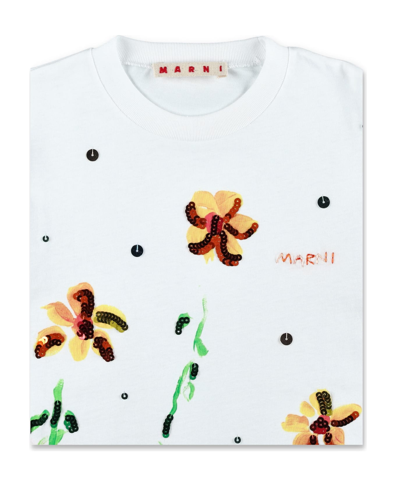 Marni Sequin Flower T-shirt - WHITE