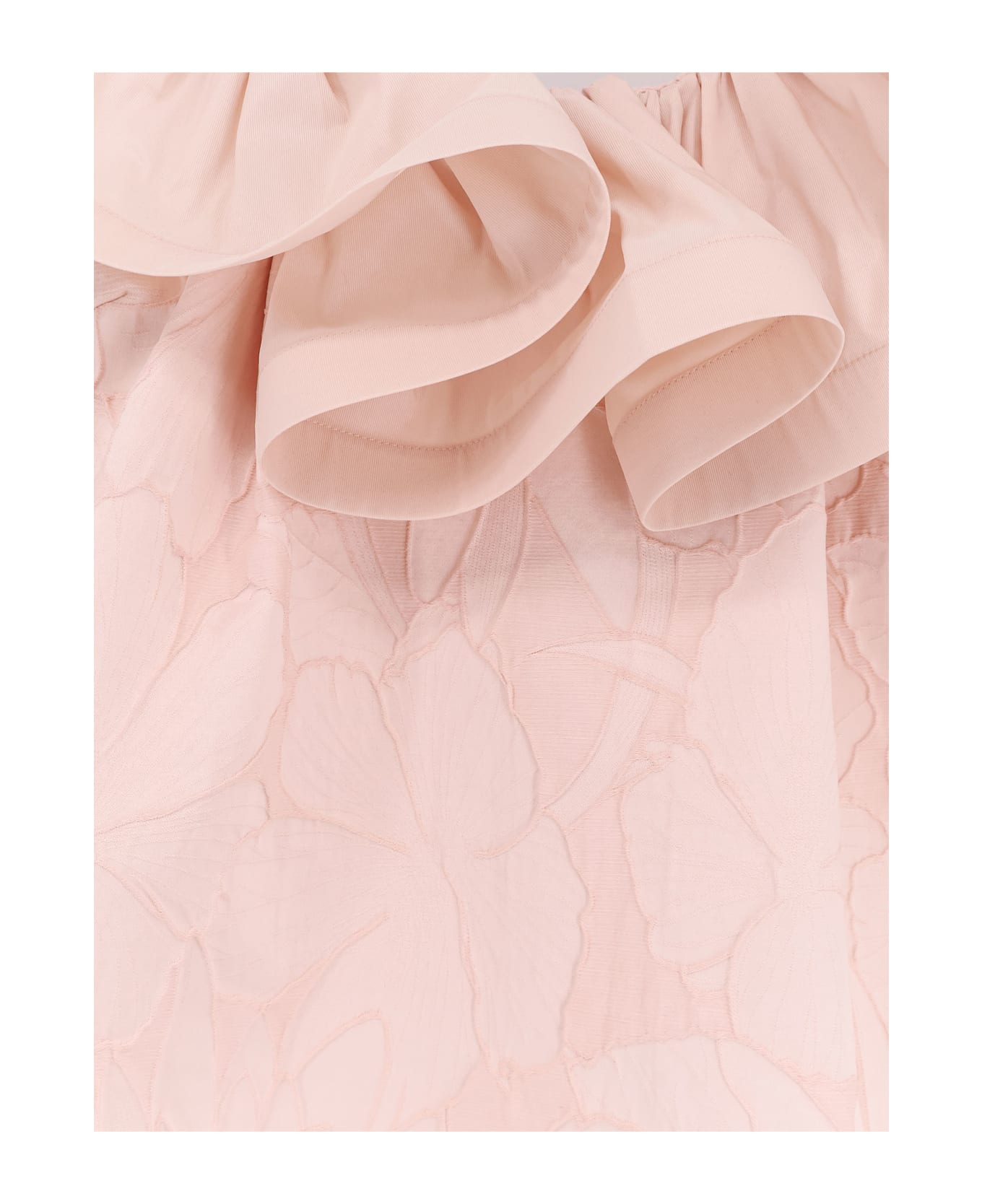 Elisabetta Franchi Floral Jacquard Mini Dress With Ruches - Pink