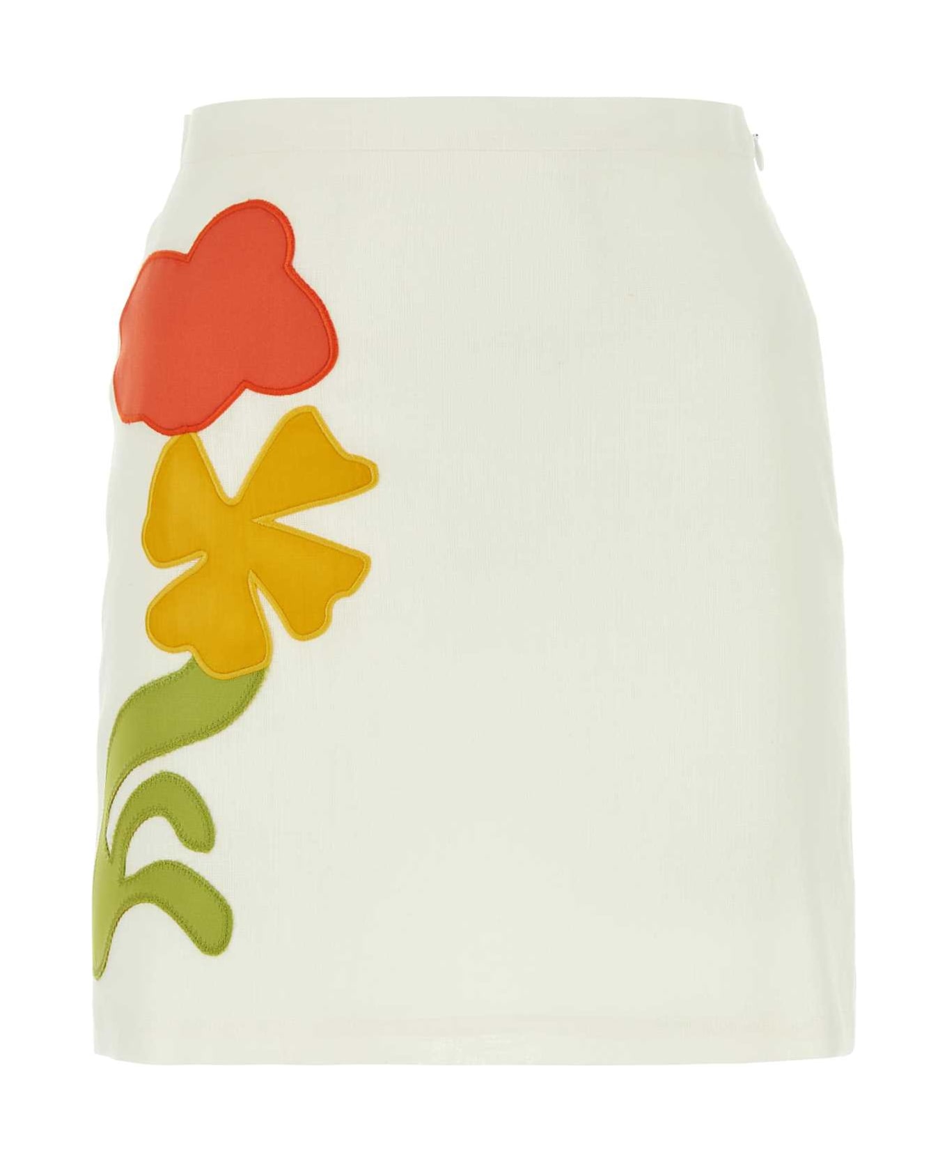Marni Ivory Linen Blend Mini Skirt - 00W04 スカート